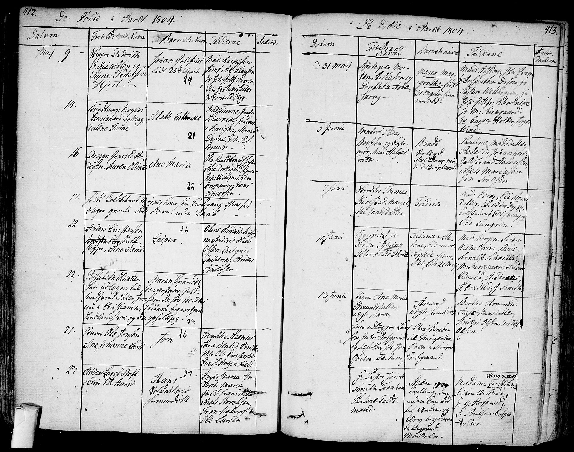 Bragernes kirkebøker, SAKO/A-6/F/Fa/L0006a: Parish register (official) no. I 6, 1782-1814, p. 412-413