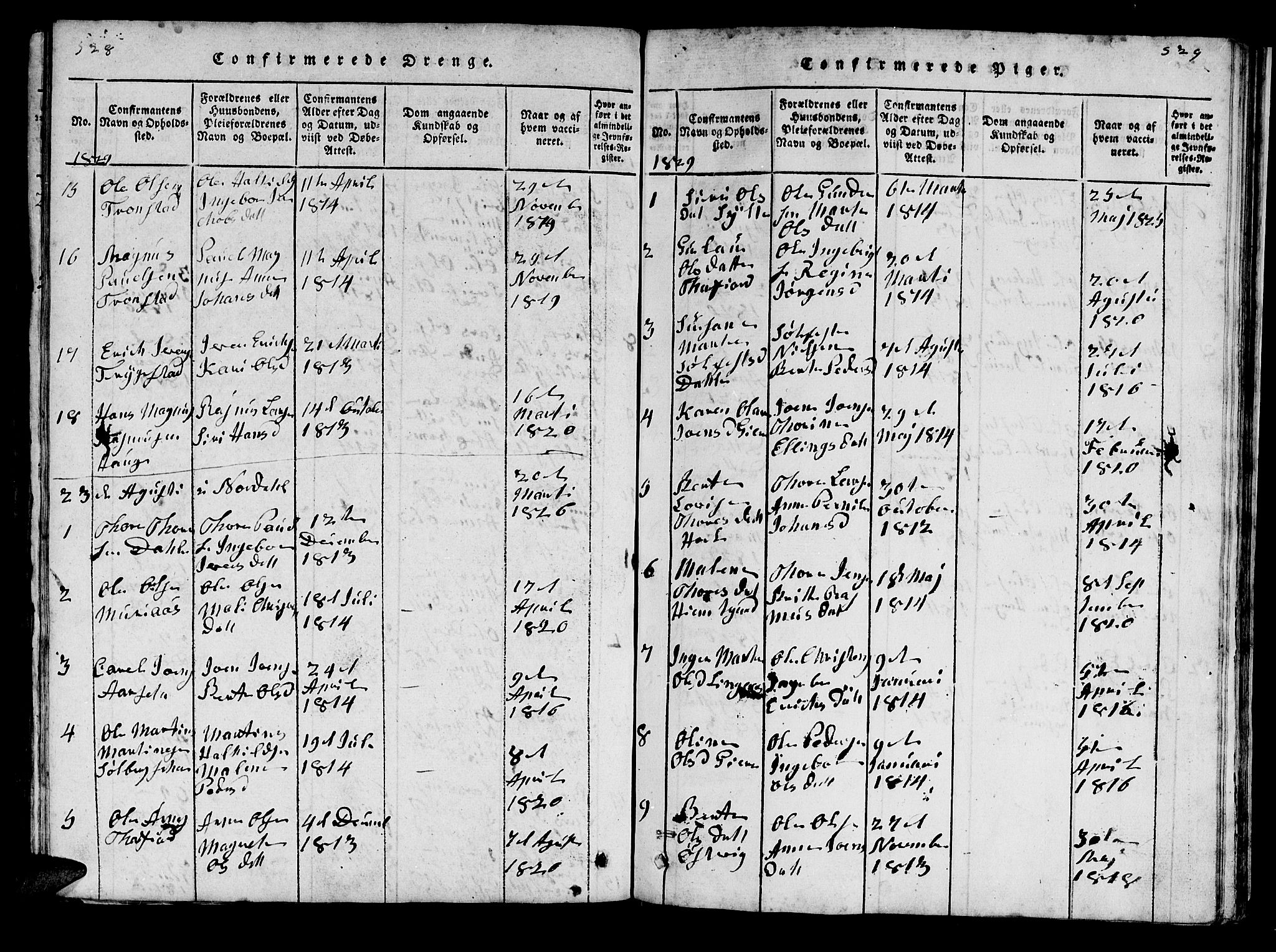 Ministerialprotokoller, klokkerbøker og fødselsregistre - Møre og Romsdal, SAT/A-1454/519/L0246: Parish register (official) no. 519A05, 1817-1834, p. 528-529