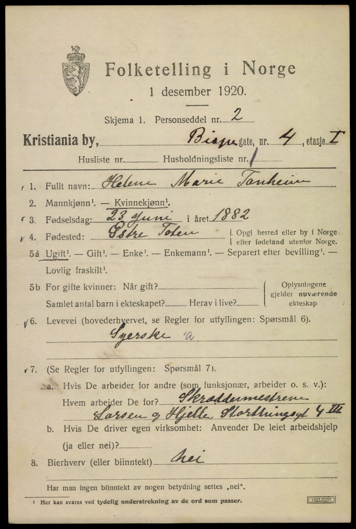 SAO, 1920 census for Kristiania, 1920, p. 157025