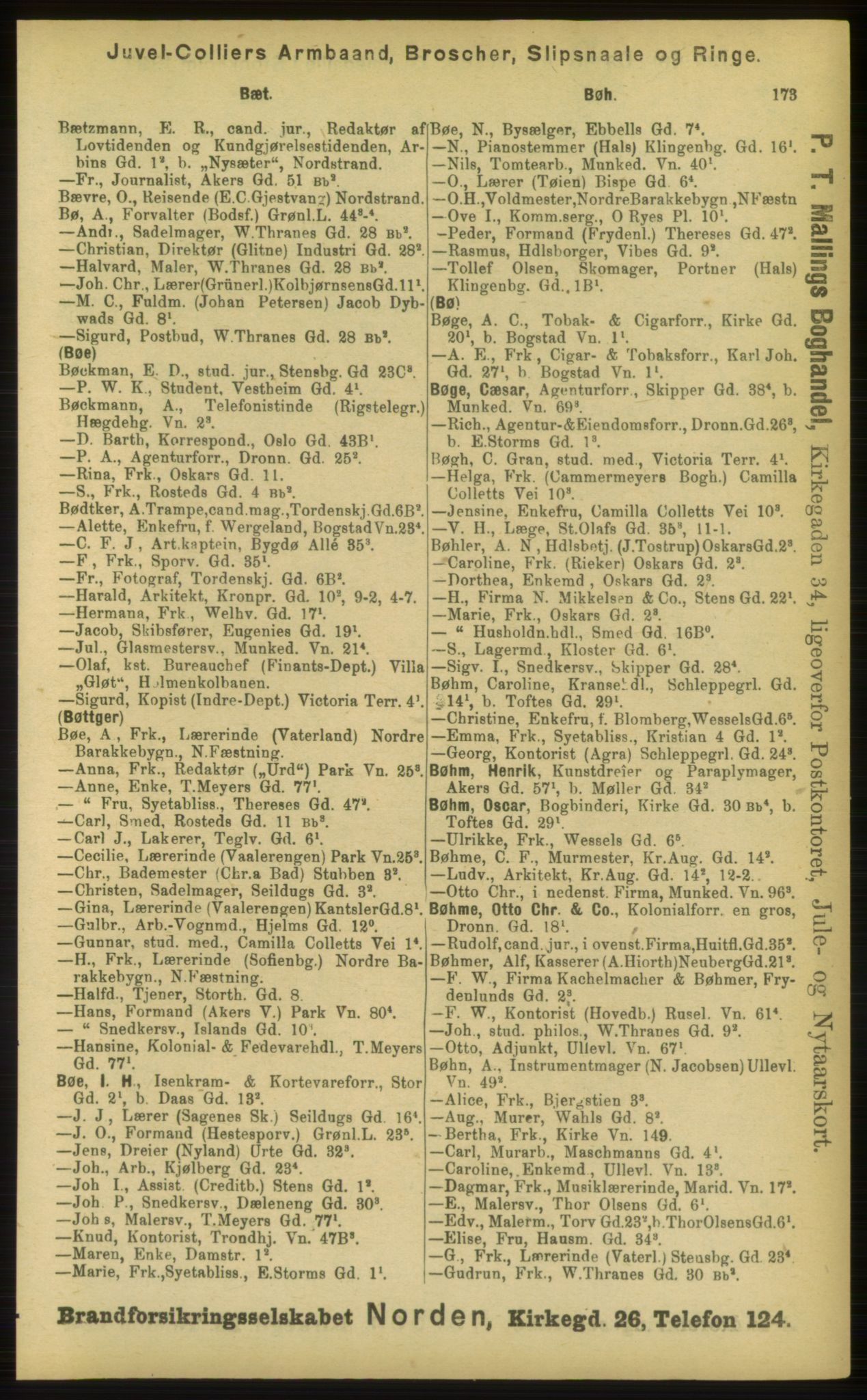 Kristiania/Oslo adressebok, PUBL/-, 1898, p. 173