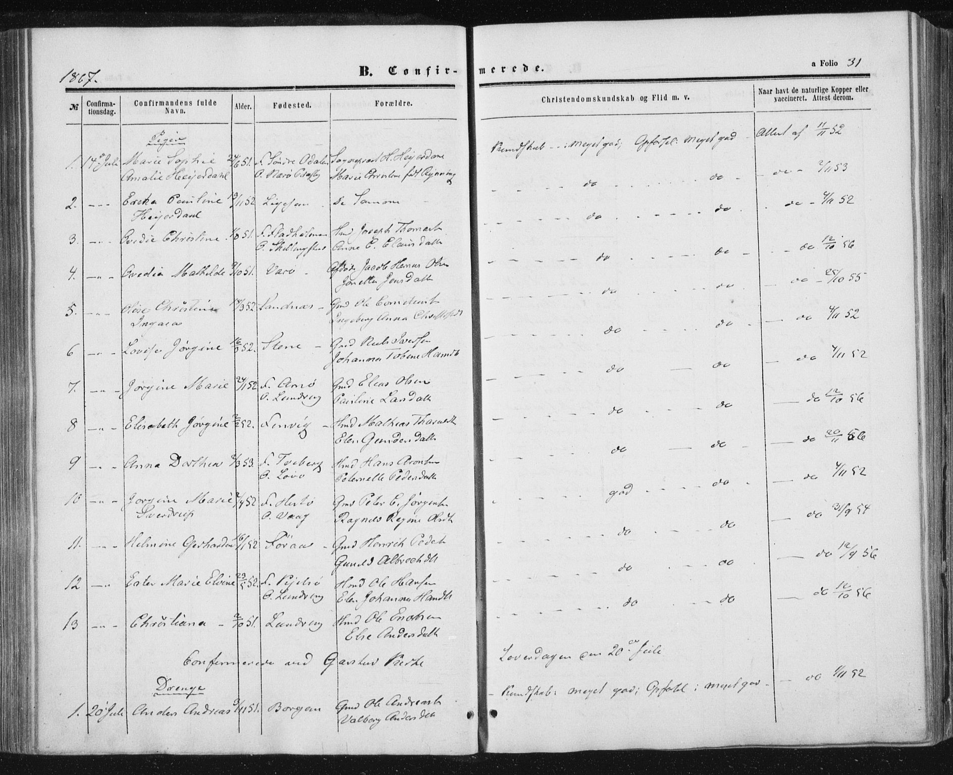 Ministerialprotokoller, klokkerbøker og fødselsregistre - Nord-Trøndelag, AV/SAT-A-1458/784/L0670: Parish register (official) no. 784A05, 1860-1876, p. 31