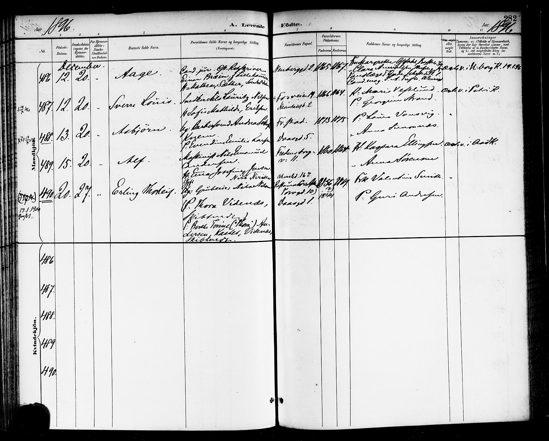 Rikshospitalet prestekontor Kirkebøker, AV/SAO-A-10309b/F/L0009: Parish register (official) no. 9, 1894-1897, p. 282