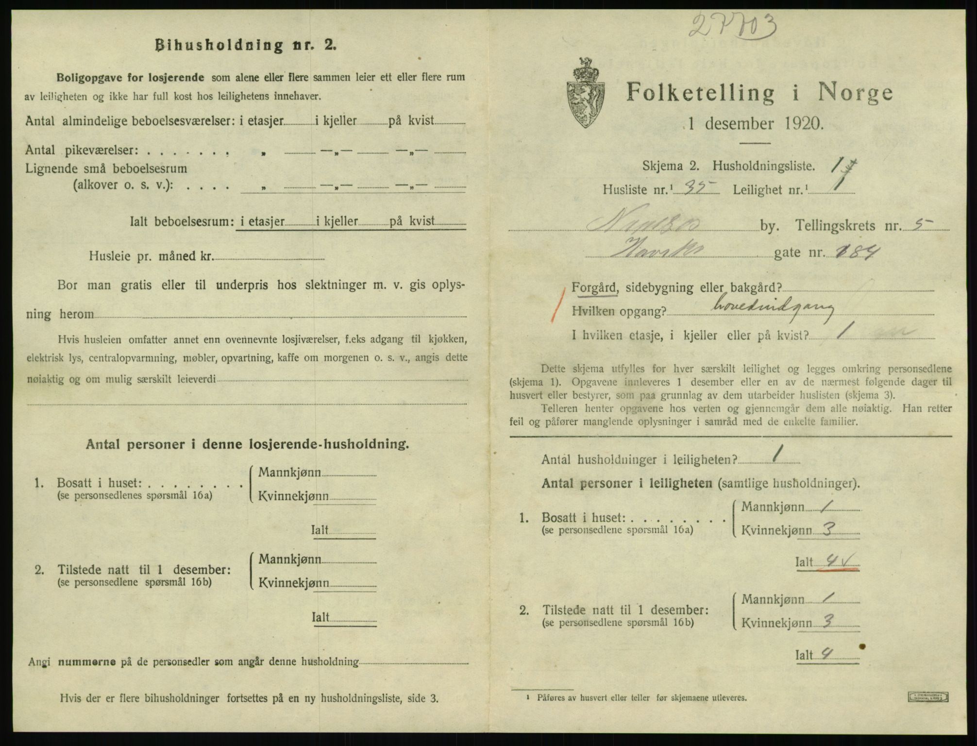 SAT, 1920 census for Namsos, 1920, p. 1739
