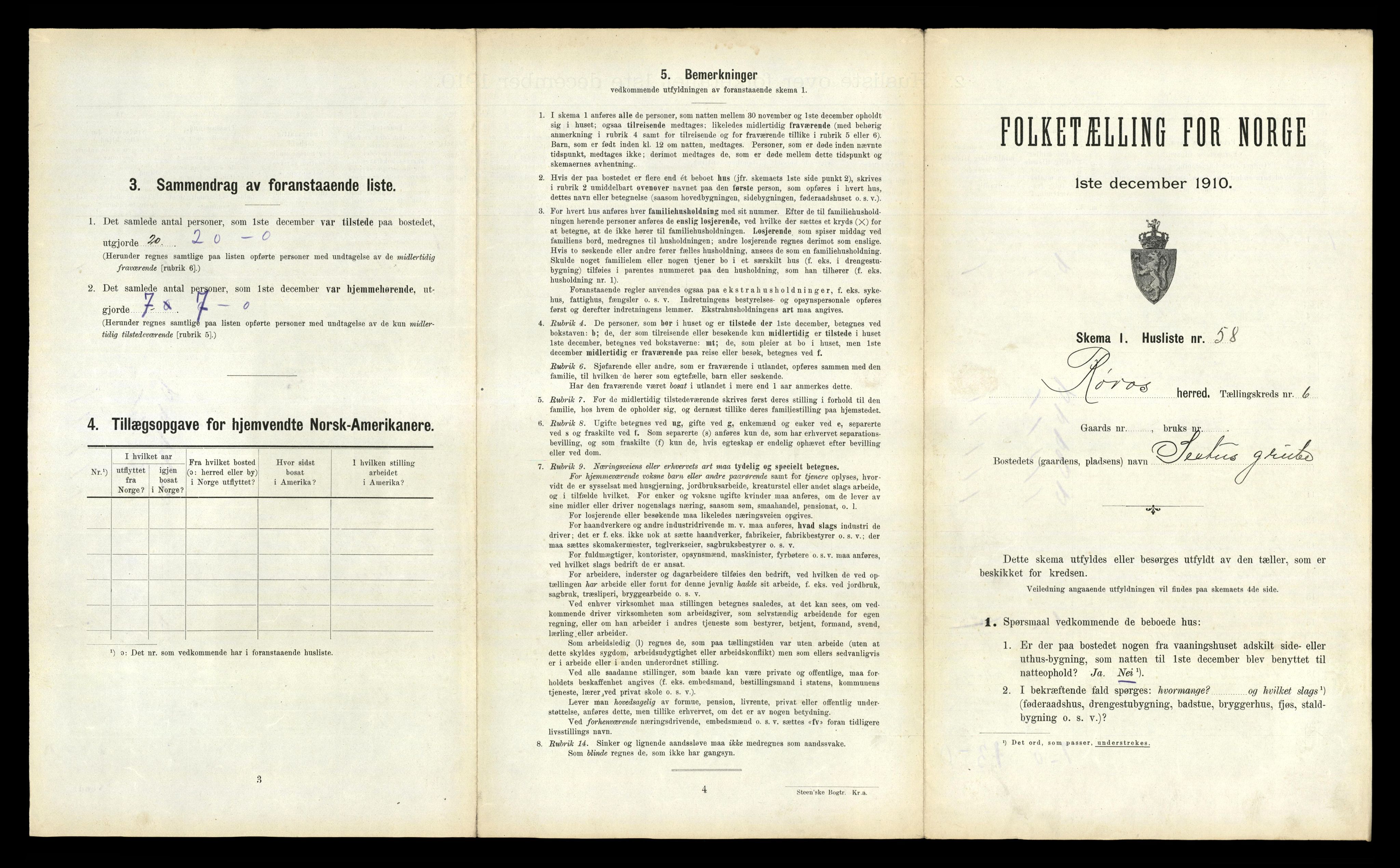 RA, 1910 census for Røros, 1910, p. 787