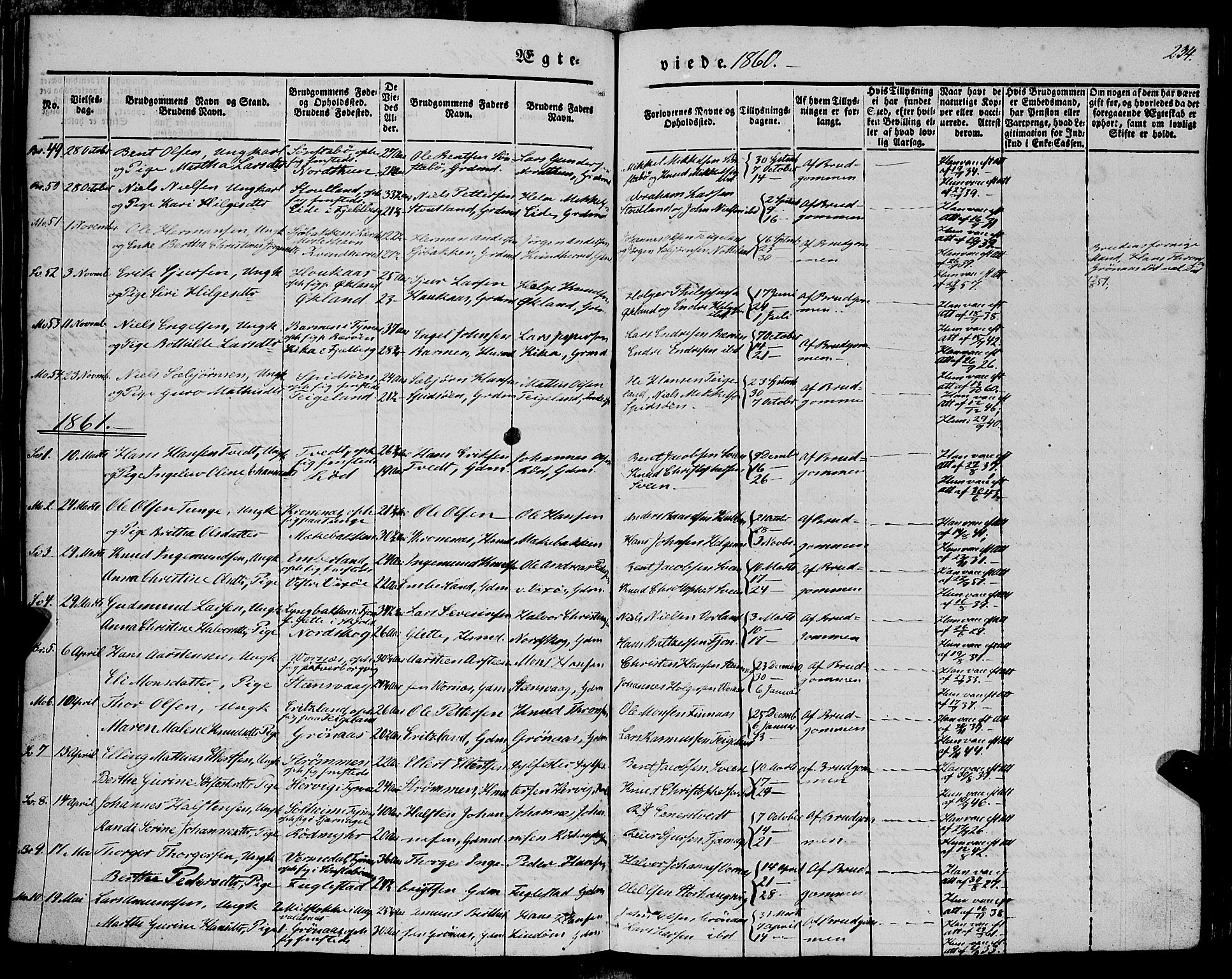 Finnås sokneprestembete, AV/SAB-A-99925/H/Ha/Haa/Haaa/L0007: Parish register (official) no. A 7, 1850-1862, p. 234