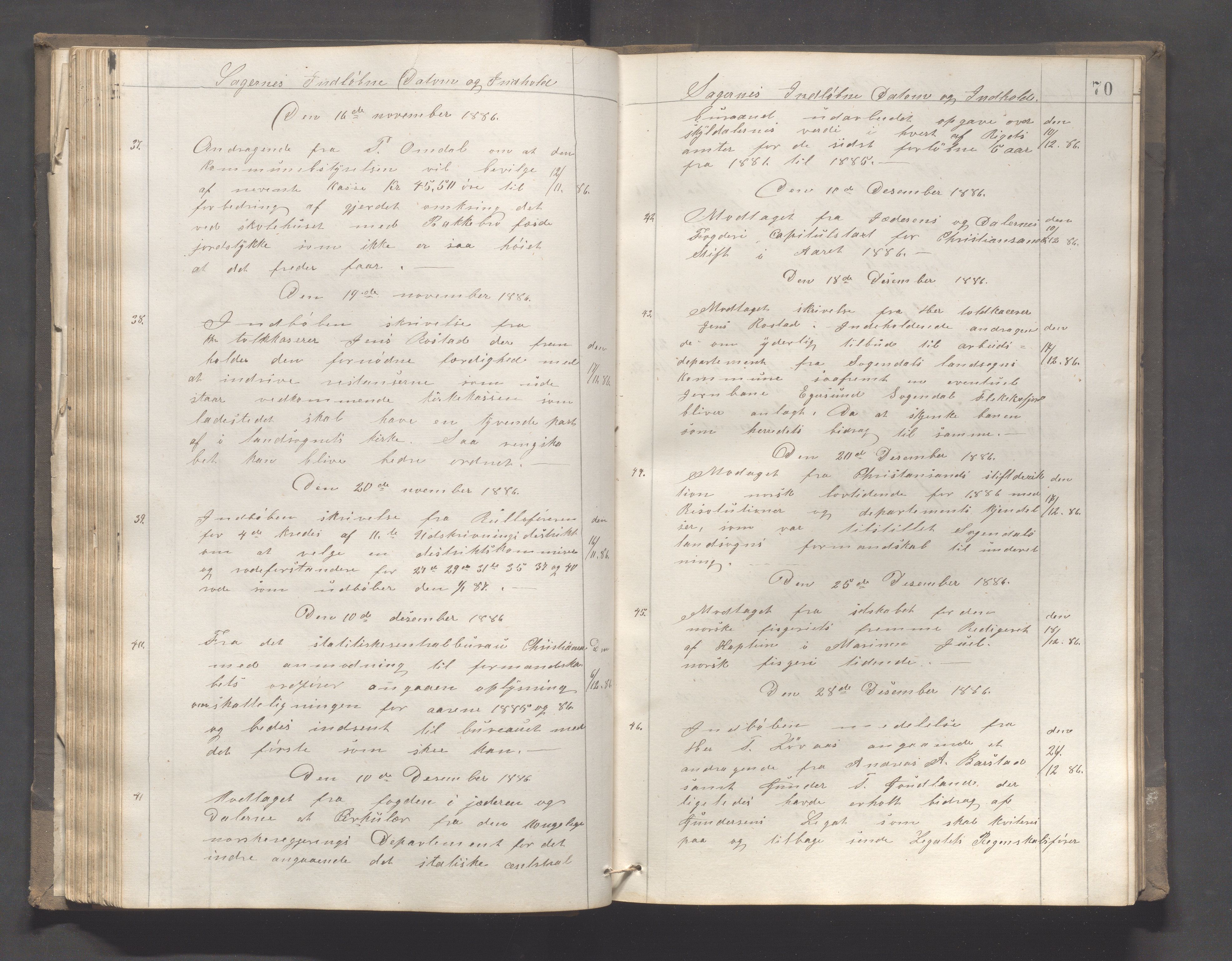 Sokndal kommune - Formannskapet/Sentraladministrasjonen, IKAR/K-101099/C/Ca/L0002: Journal, 1873-1904, p. 70