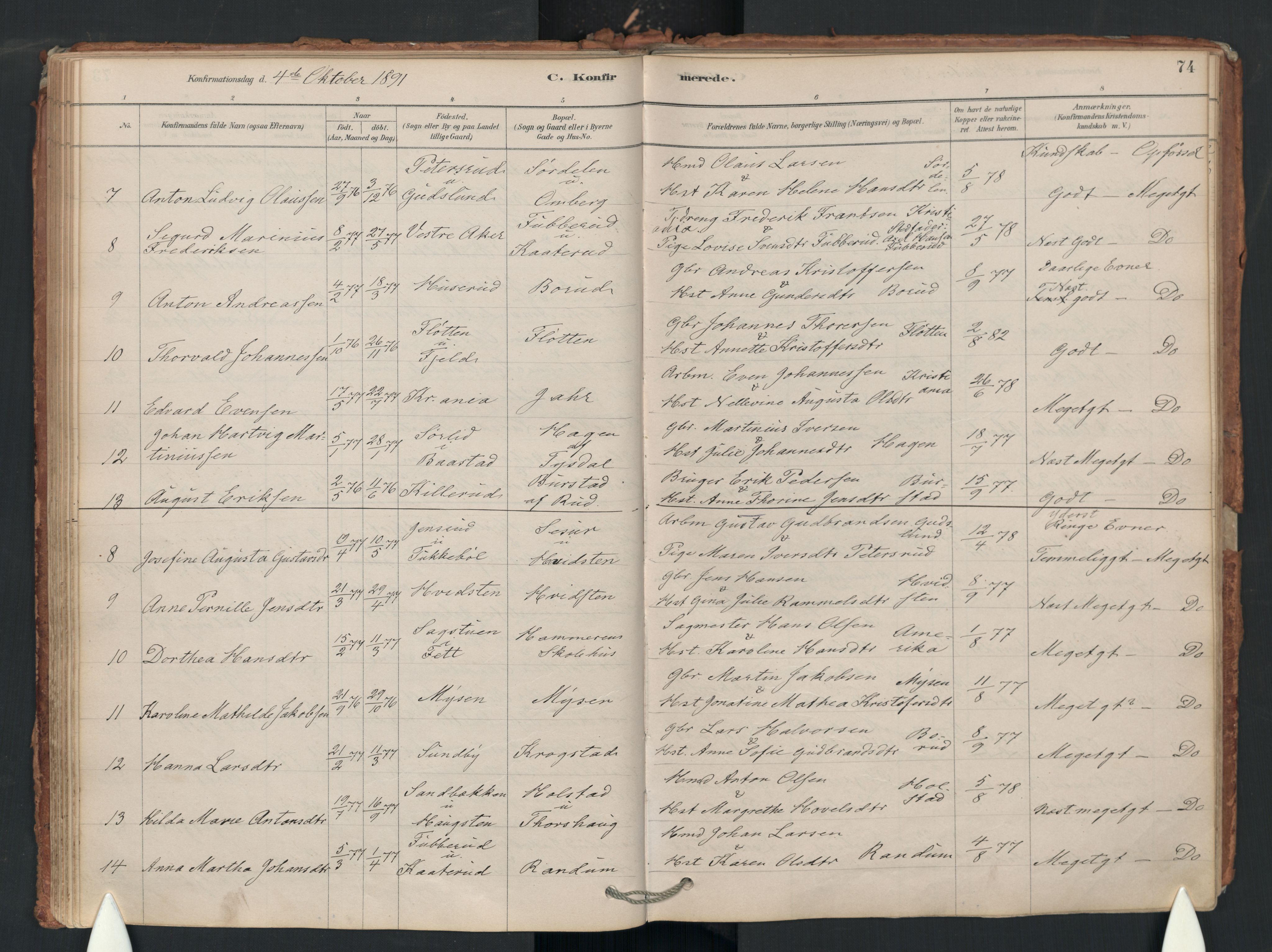 Enebakk prestekontor Kirkebøker, SAO/A-10171c/F/Fa/L0018: Parish register (official) no. I 18, 1877-1930, p. 74