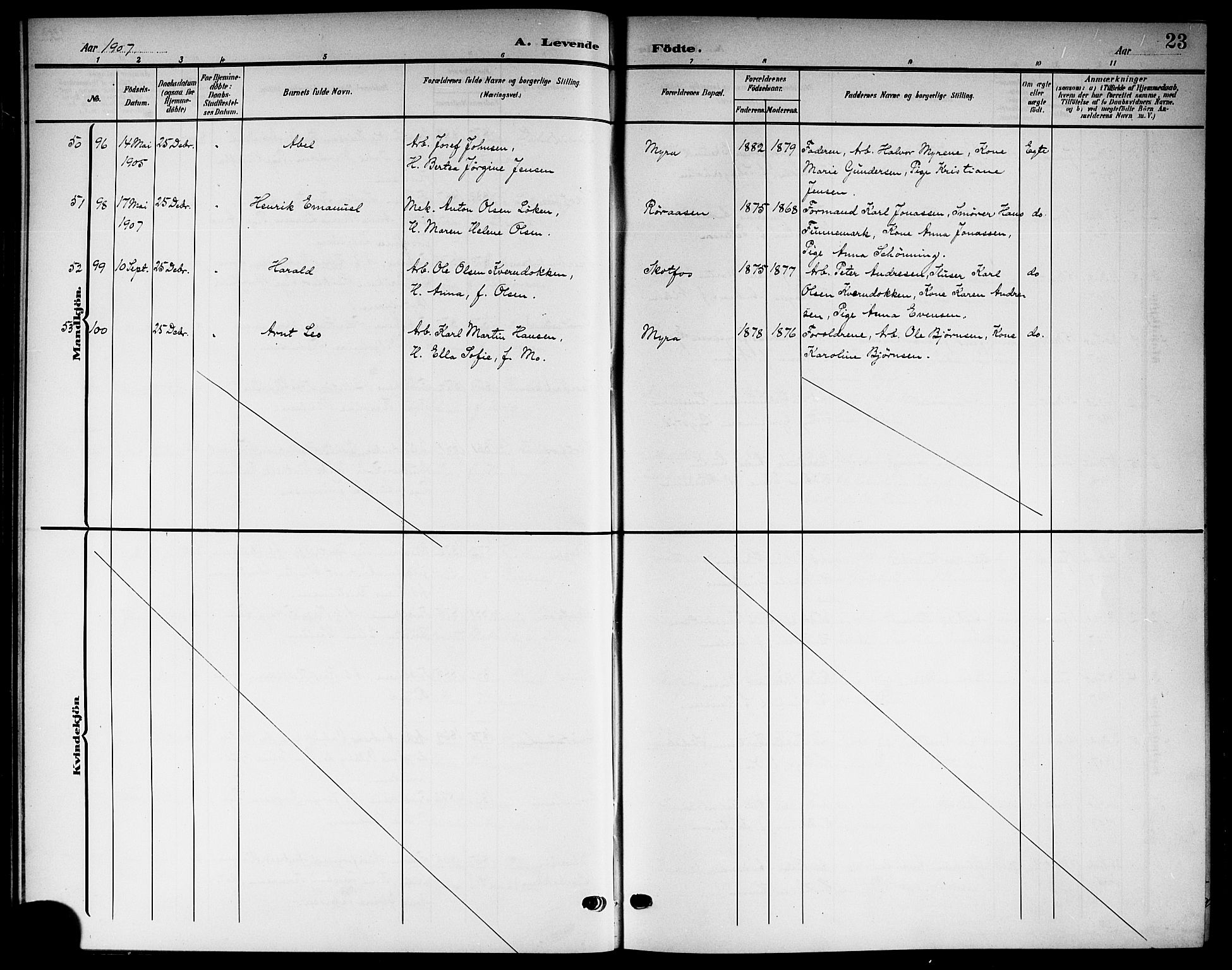 Solum kirkebøker, SAKO/A-306/G/Gb/L0005: Parish register (copy) no. II 5, 1905-1914, p. 23