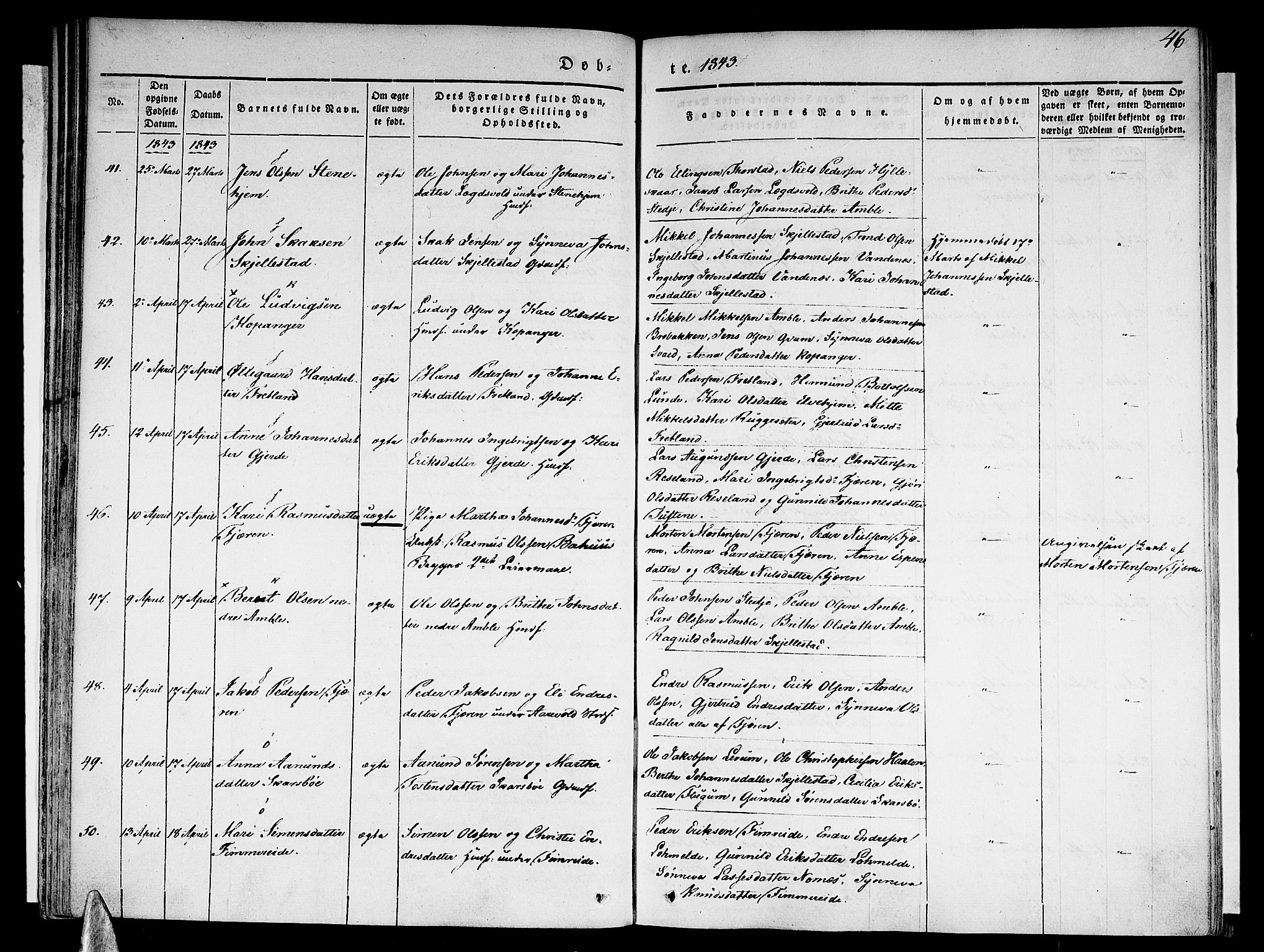 Sogndal sokneprestembete, SAB/A-81301/H/Haa/Haaa/L0011: Parish register (official) no. A 11, 1839-1847, p. 46