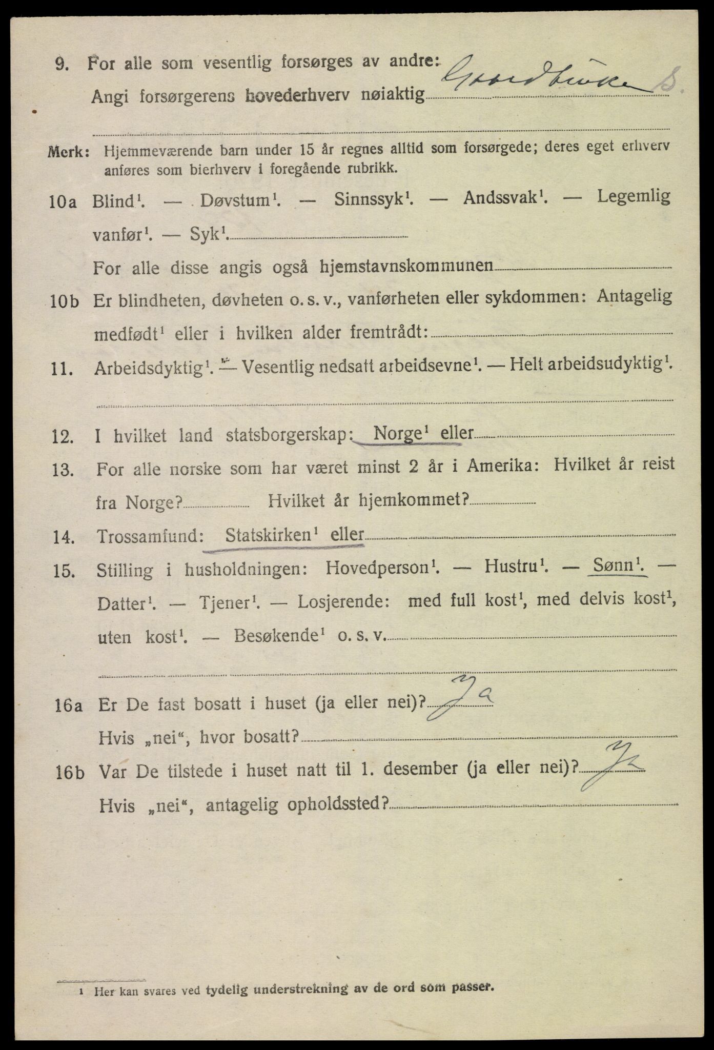 SAK, 1920 census for Evje, 1920, p. 1567