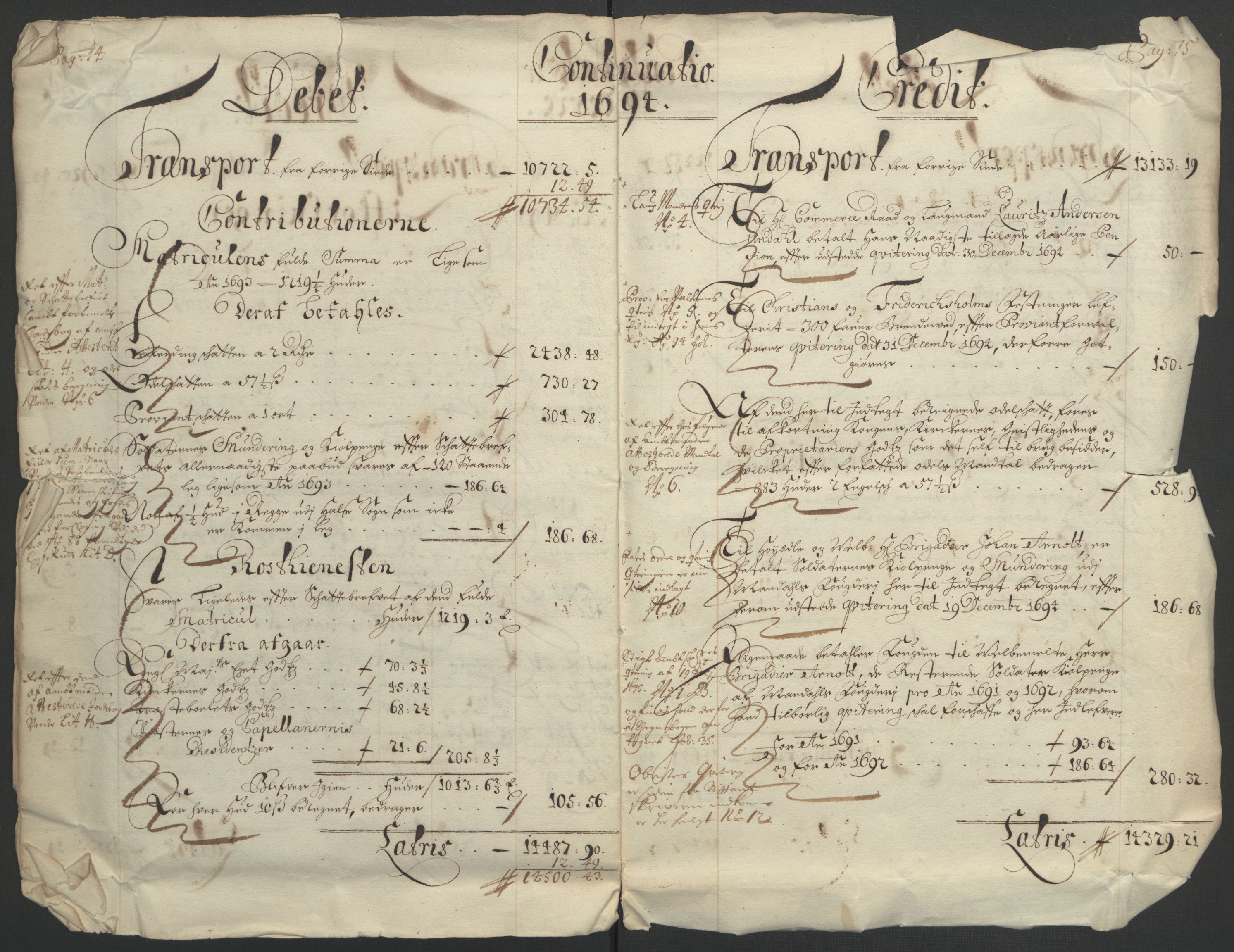 Rentekammeret inntil 1814, Reviderte regnskaper, Fogderegnskap, AV/RA-EA-4092/R43/L2545: Fogderegnskap Lista og Mandal, 1694-1695, p. 11