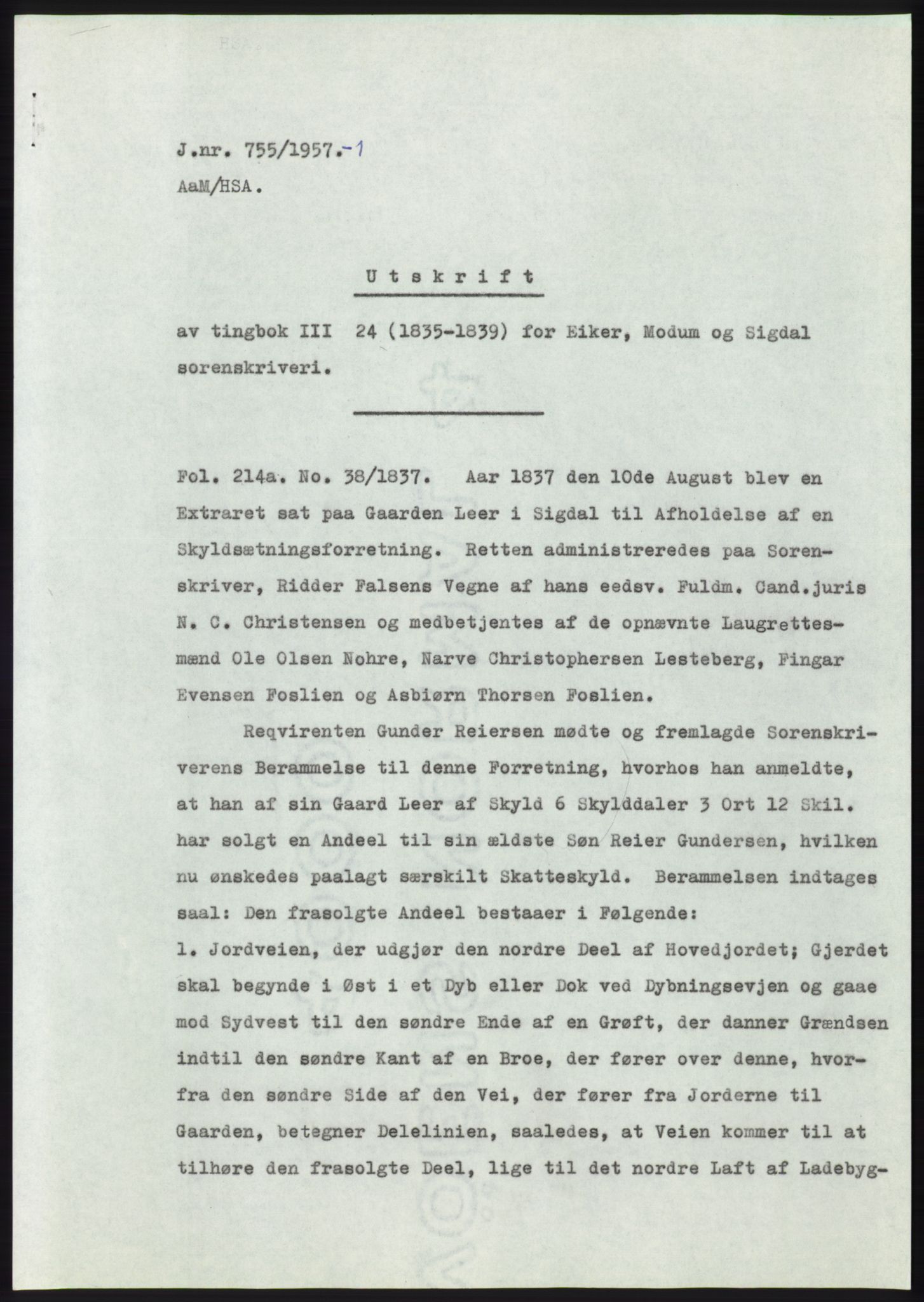 Statsarkivet i Kongsberg, SAKO/A-0001, 1957, p. 369