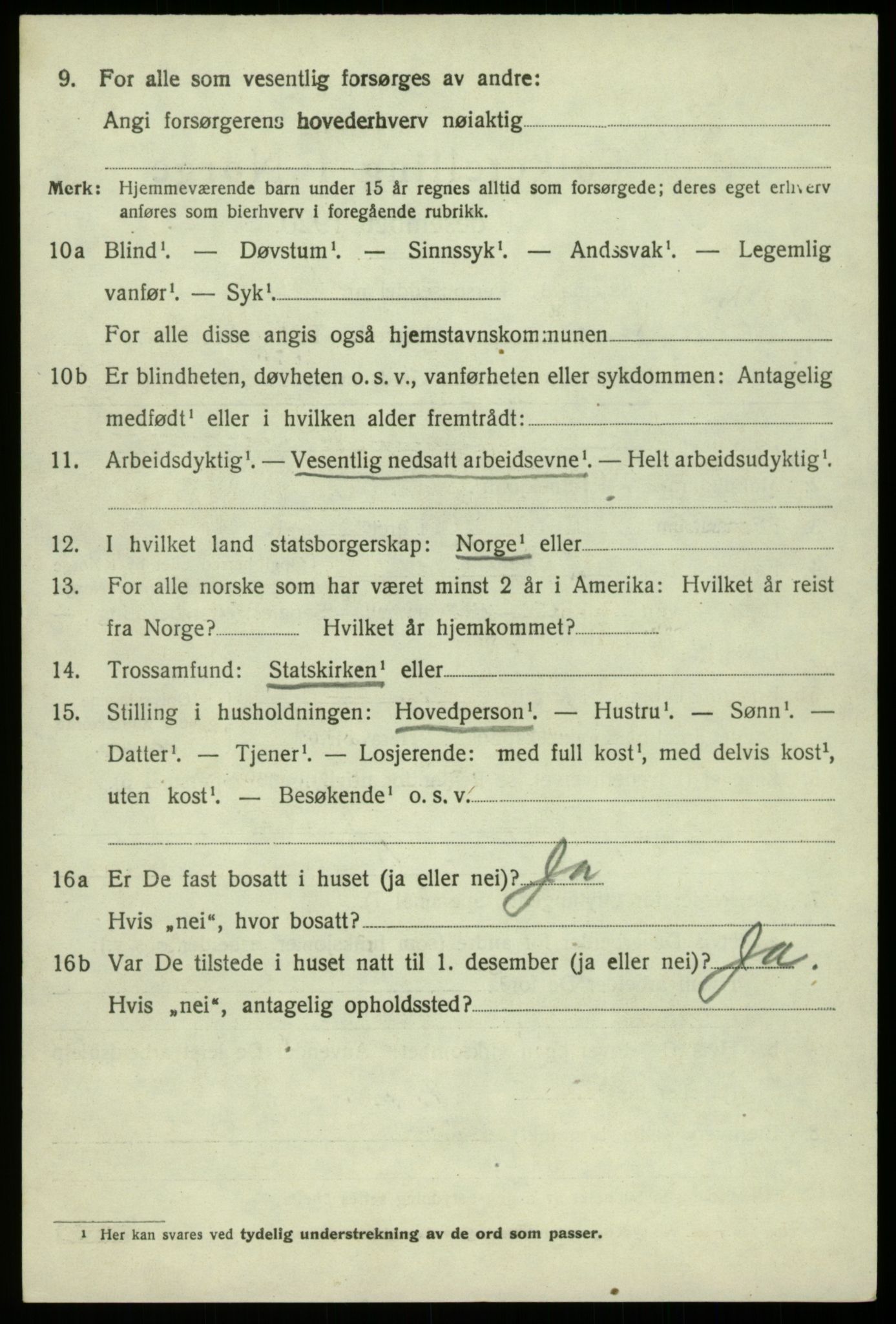 SAB, 1920 census for Eidfjord, 1920, p. 1185