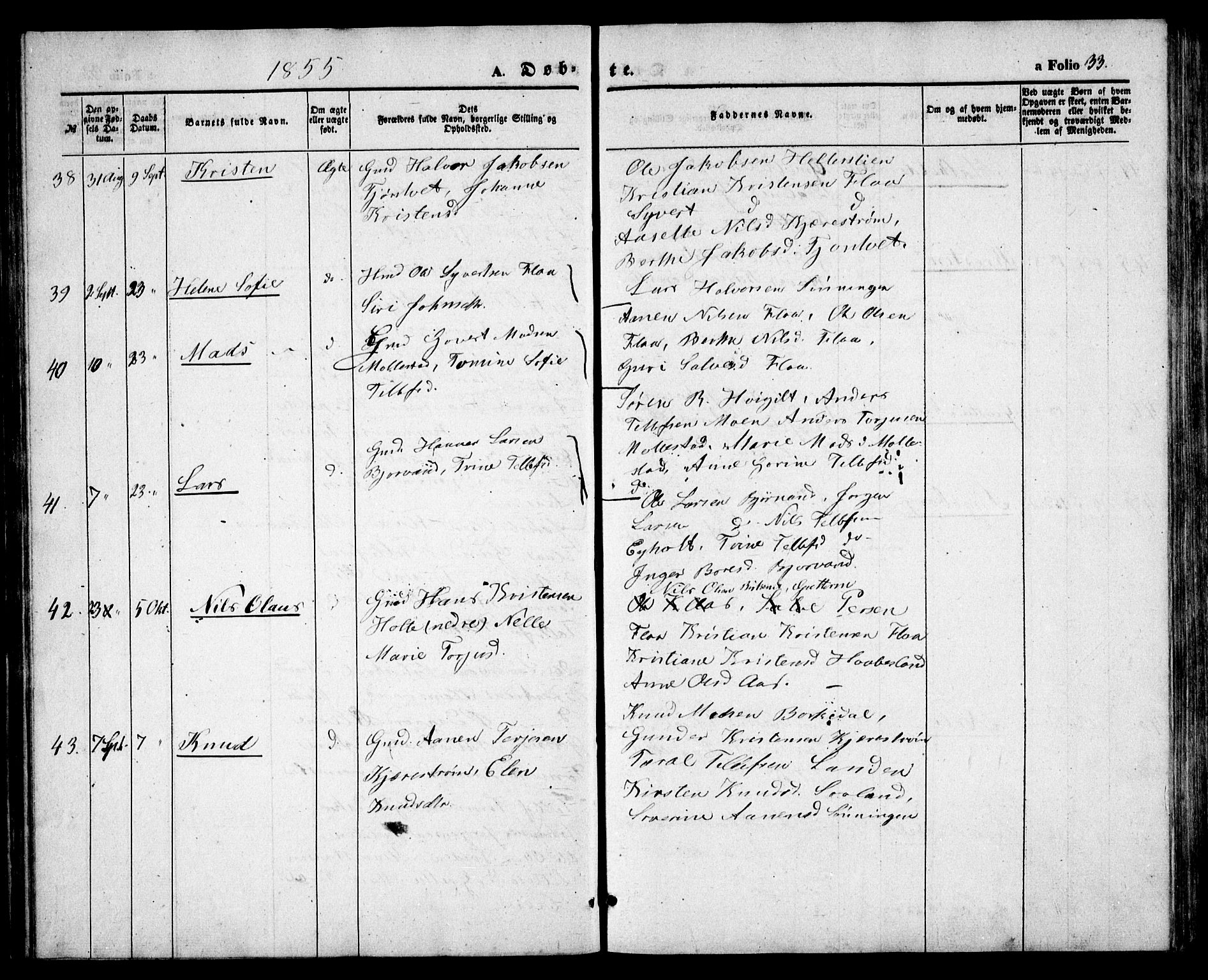 Birkenes sokneprestkontor, AV/SAK-1111-0004/F/Fb/L0002: Parish register (copy) no. B 2, 1849-1876, p. 33