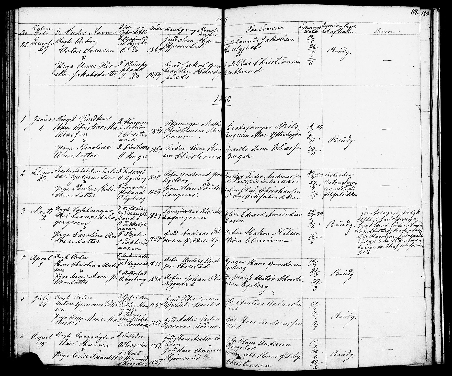 Enebakk prestekontor Kirkebøker, SAO/A-10171c/F/Fa/L0012: Parish register (official) no. I 12, 1832-1882, p. 119