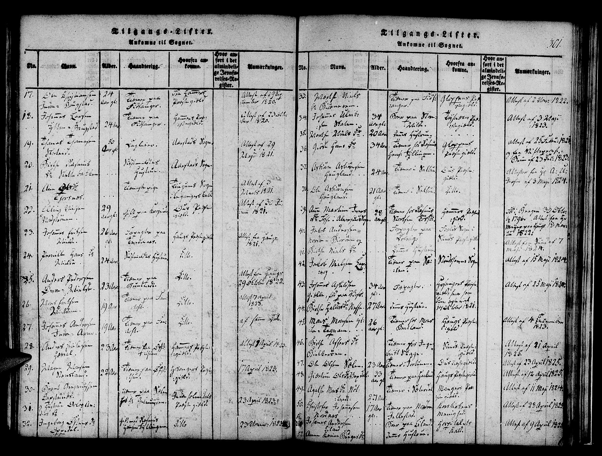 Fana Sokneprestembete, SAB/A-75101/H/Haa/Haaa/L0007: Parish register (official) no. A 7, 1816-1828, p. 301