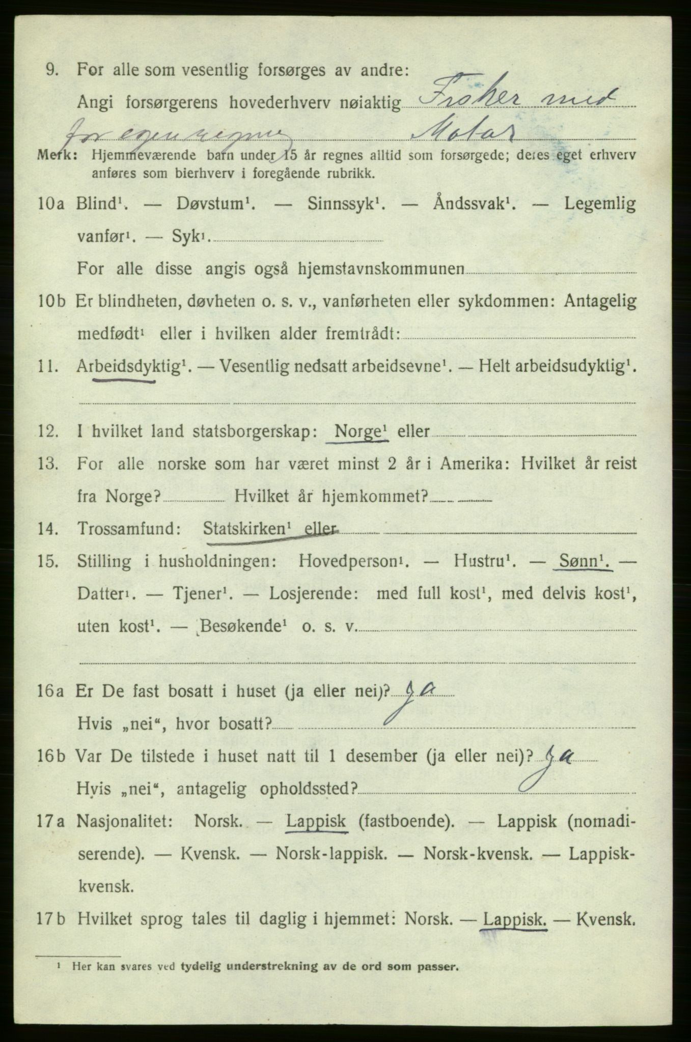 SATØ, 1920 census for , 1920, p. 603