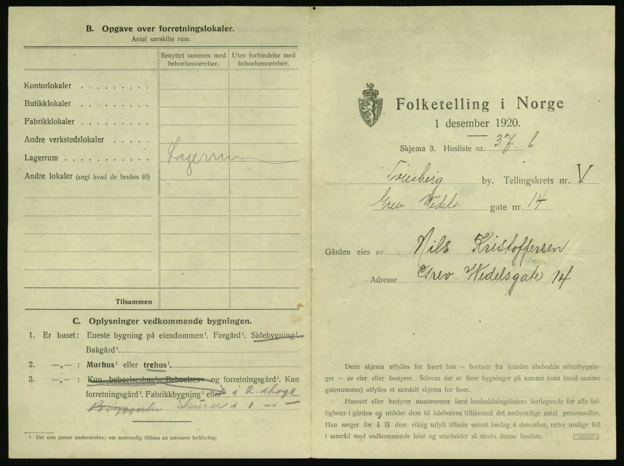 SAKO, 1920 census for Tønsberg, 1920, p. 589