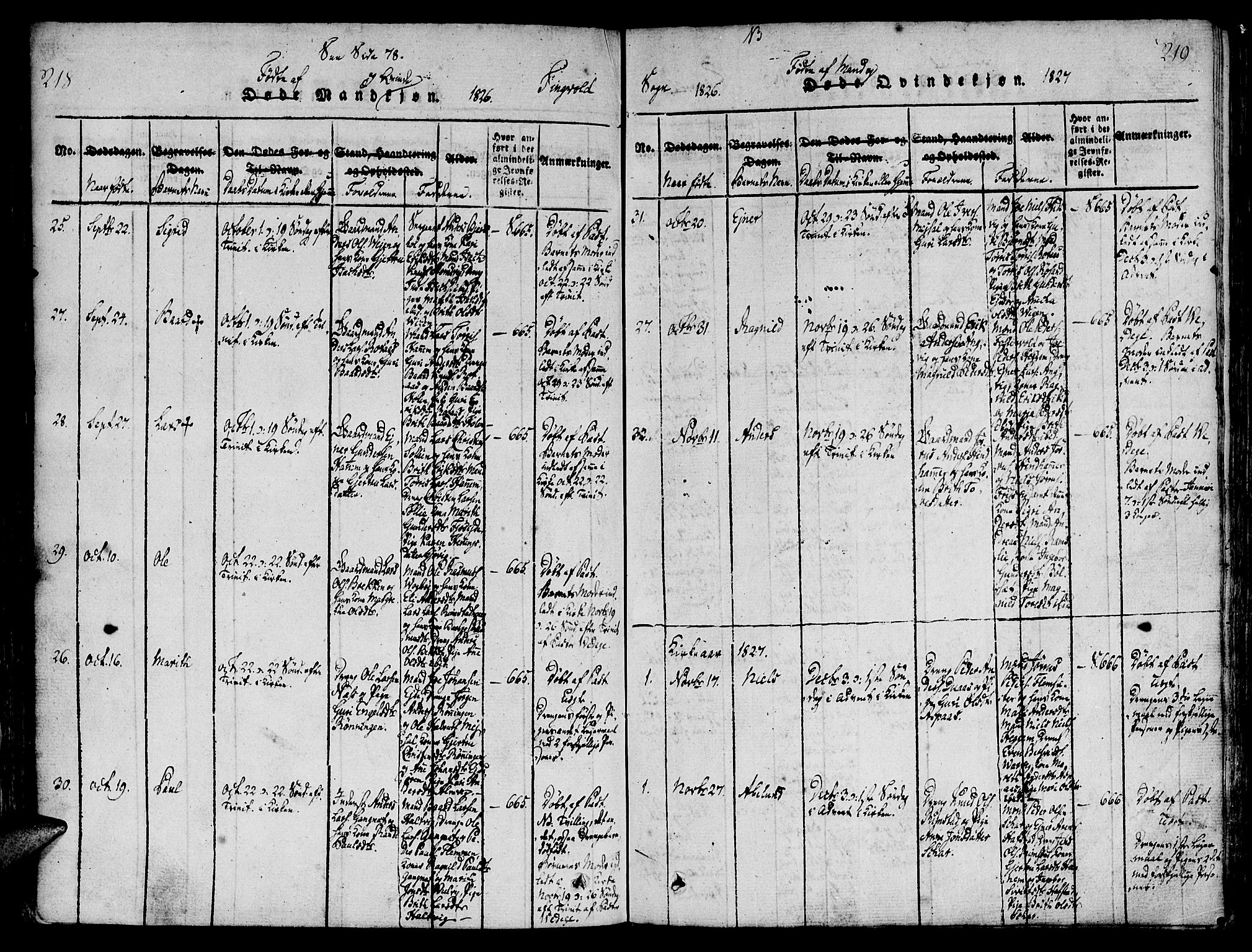 Ministerialprotokoller, klokkerbøker og fødselsregistre - Møre og Romsdal, AV/SAT-A-1454/586/L0982: Parish register (official) no. 586A08, 1819-1829, p. 218-219