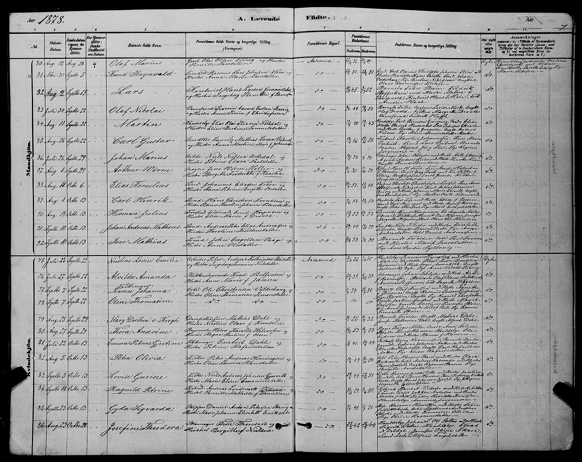 Ministerialprotokoller, klokkerbøker og fødselsregistre - Møre og Romsdal, AV/SAT-A-1454/529/L0466: Parish register (copy) no. 529C03, 1878-1888, p. 7