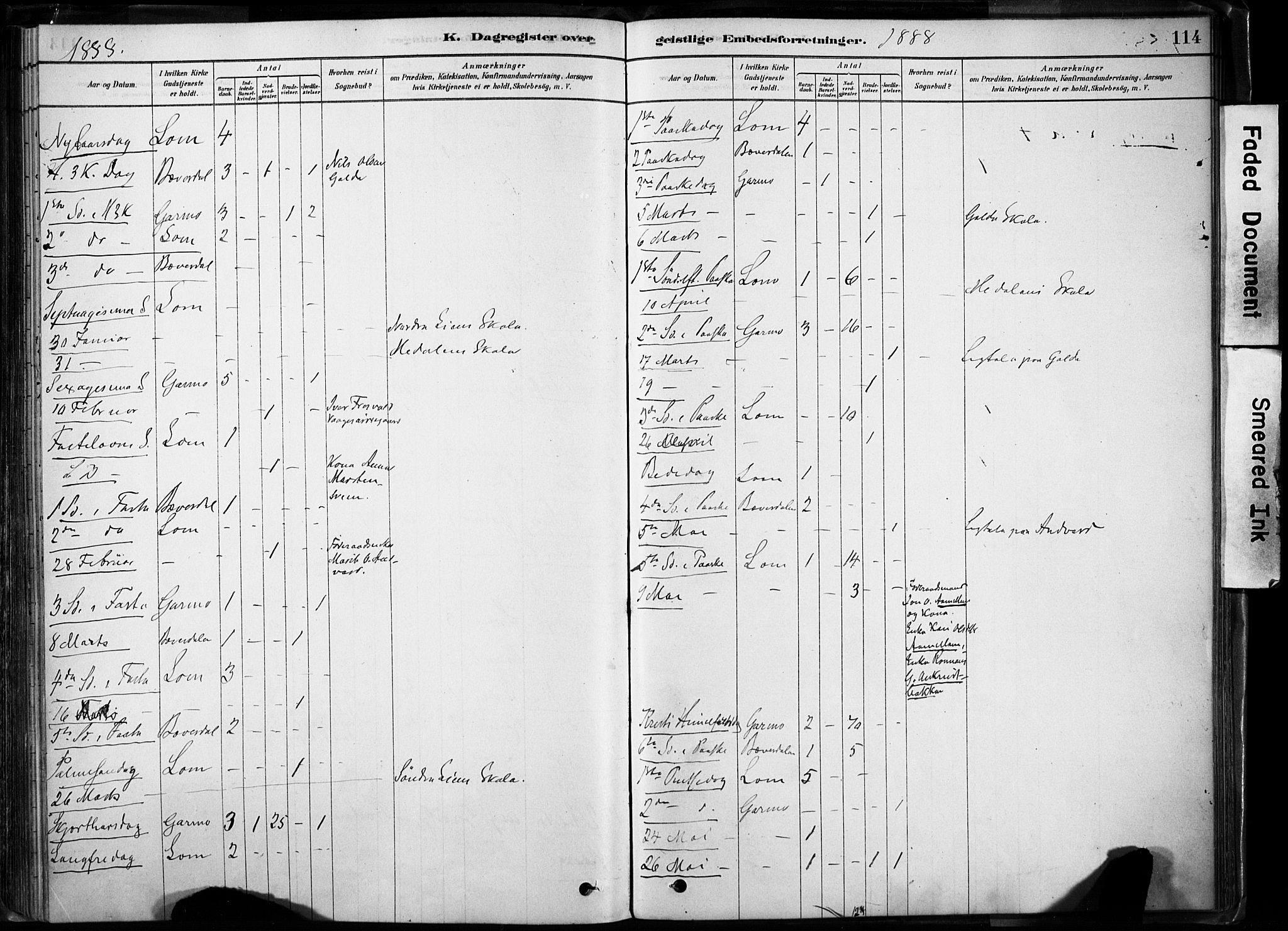 Lom prestekontor, SAH/PREST-070/K/L0009: Parish register (official) no. 9, 1878-1907, p. 114