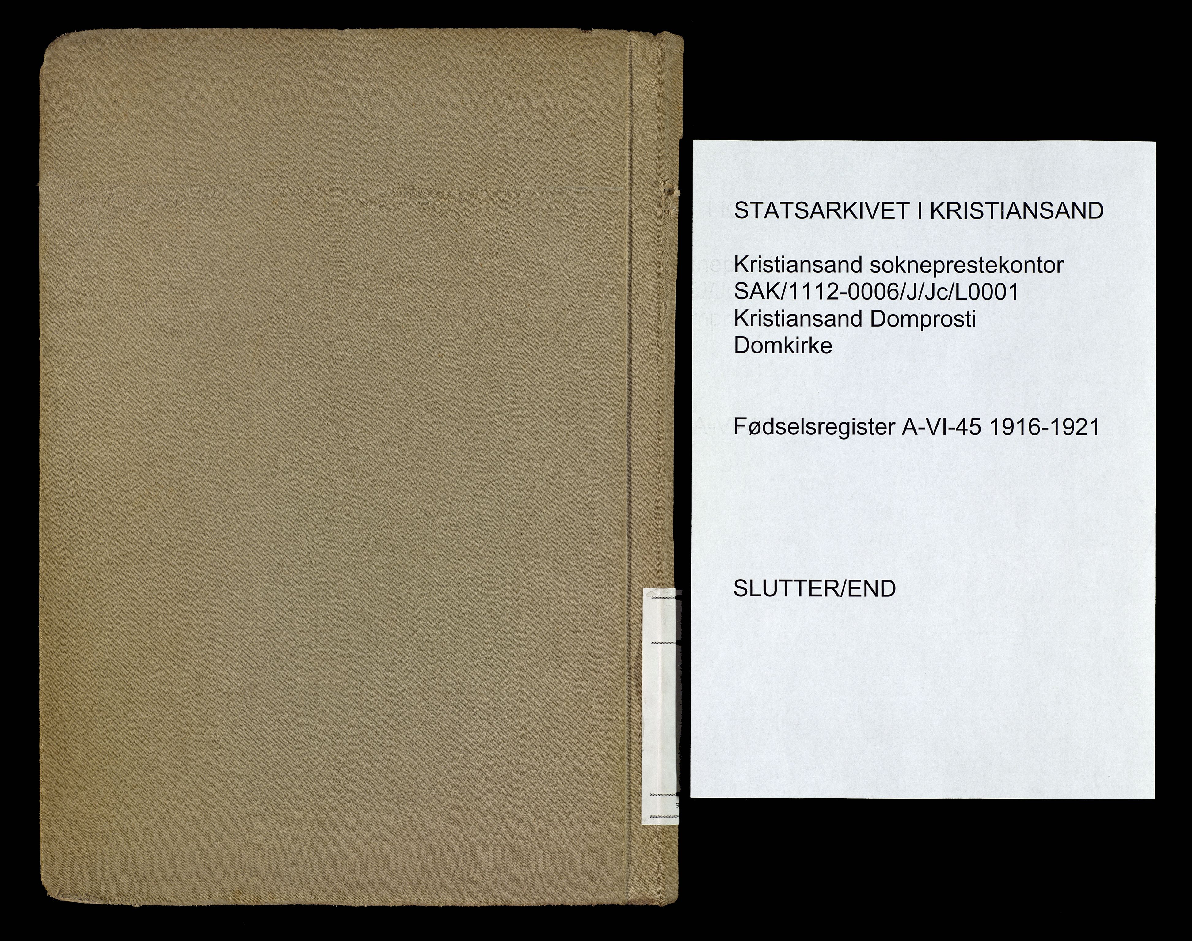 Kristiansand domprosti, AV/SAK-1112-0006/J/Jc/L0001: Birth register no. A-VI-45, 1916-1921