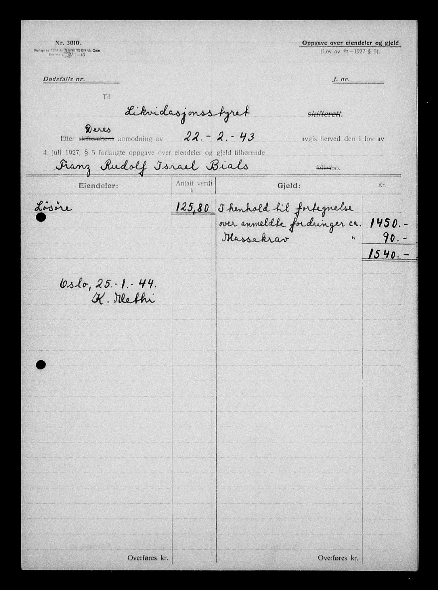 Justisdepartementet, Tilbakeføringskontoret for inndratte formuer, AV/RA-S-1564/H/Hc/Hcc/L0924: --, 1945-1947, p. 67