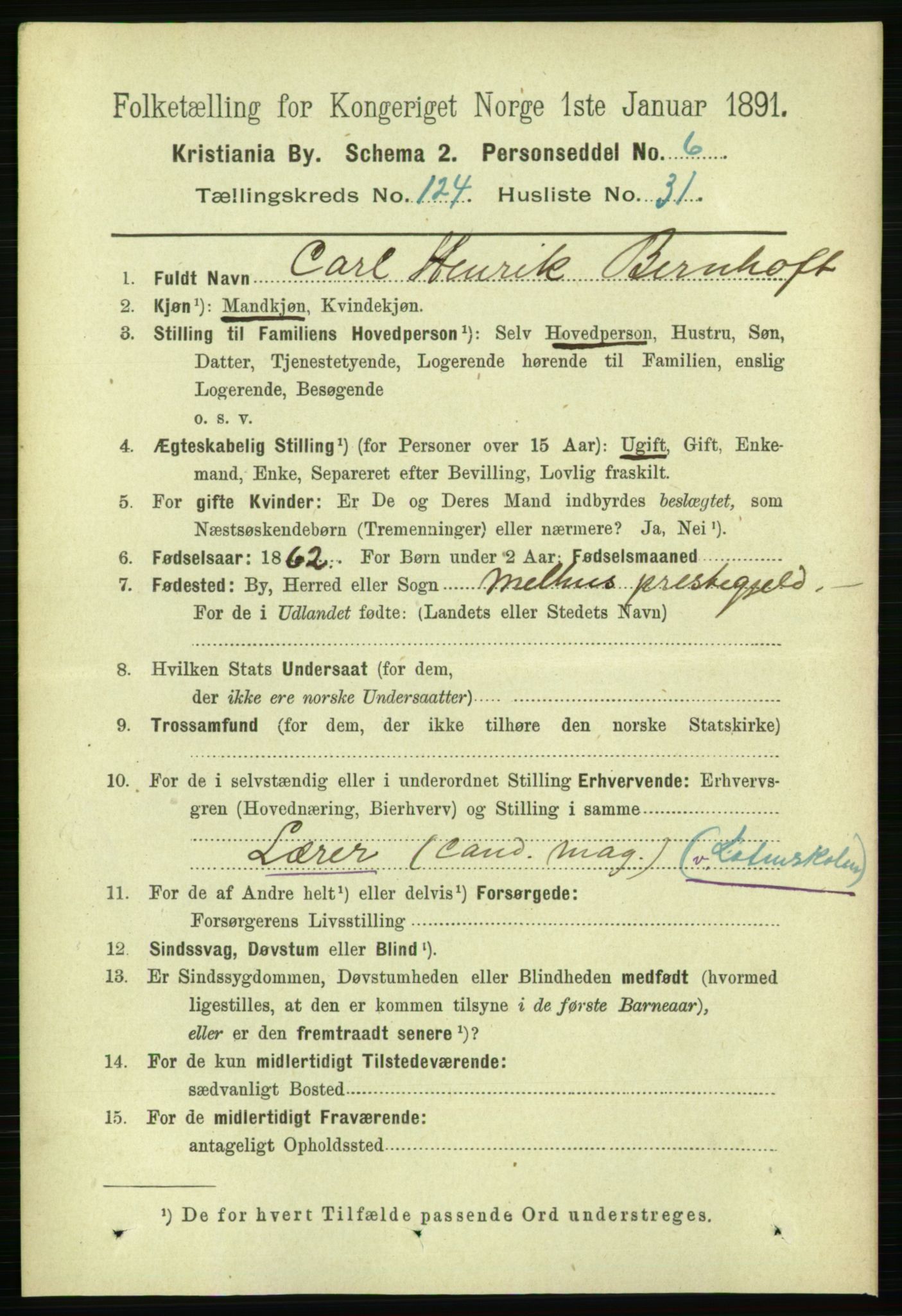 RA, 1891 census for 0301 Kristiania, 1891, p. 66082