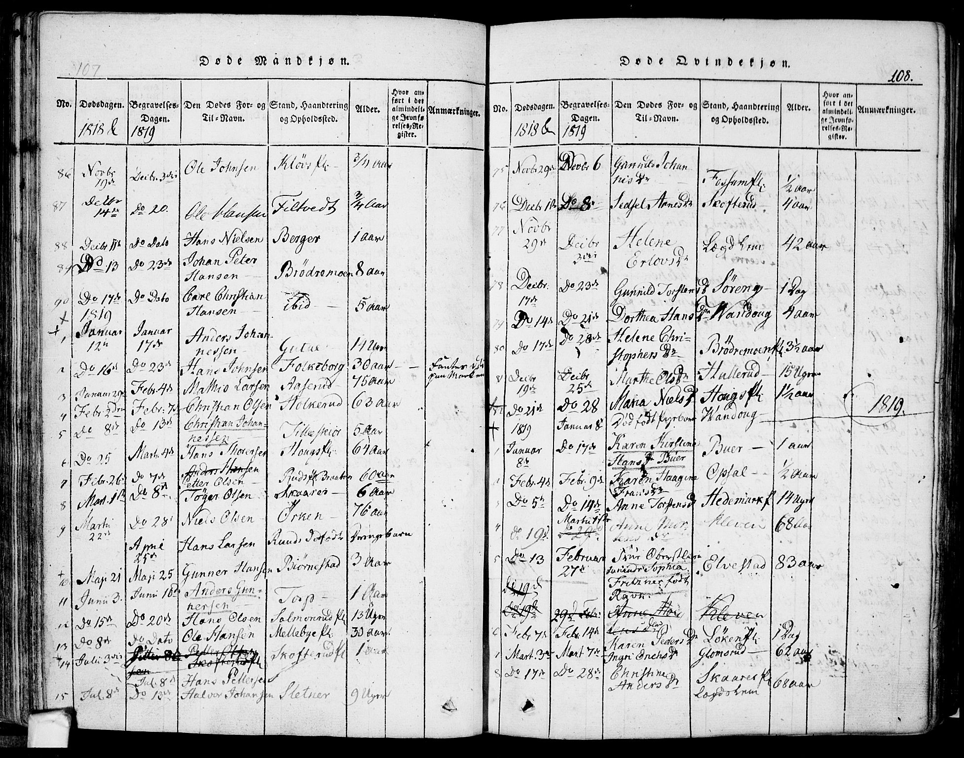 Eidsberg prestekontor Kirkebøker, AV/SAO-A-10905/F/Fa/L0007: Parish register (official) no. I 7, 1814-1832, p. 108