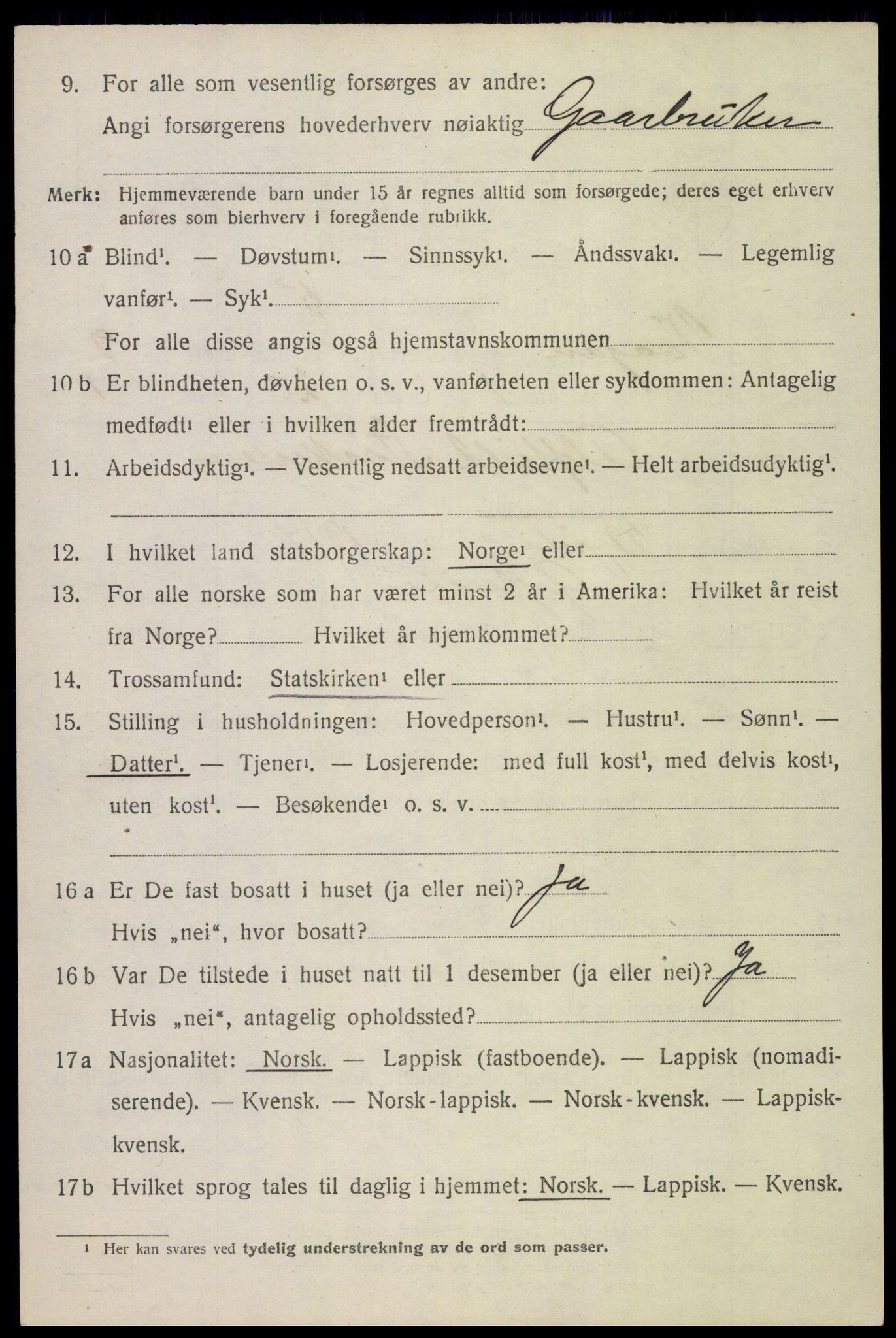 SAT, 1920 census for Vågan, 1920, p. 8106