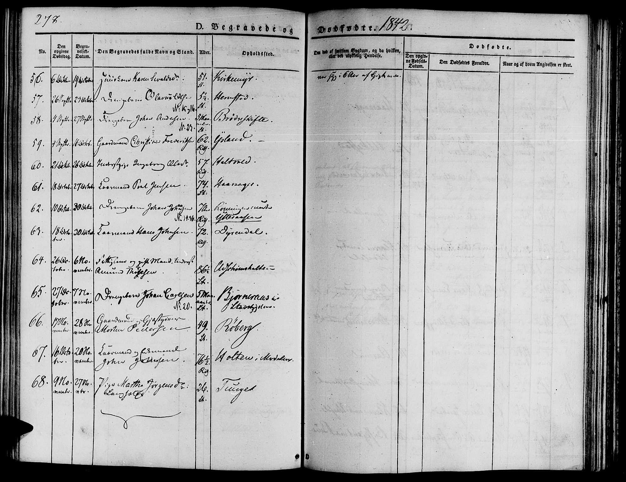 Ministerialprotokoller, klokkerbøker og fødselsregistre - Sør-Trøndelag, SAT/A-1456/646/L0610: Parish register (official) no. 646A08, 1837-1847, p. 278