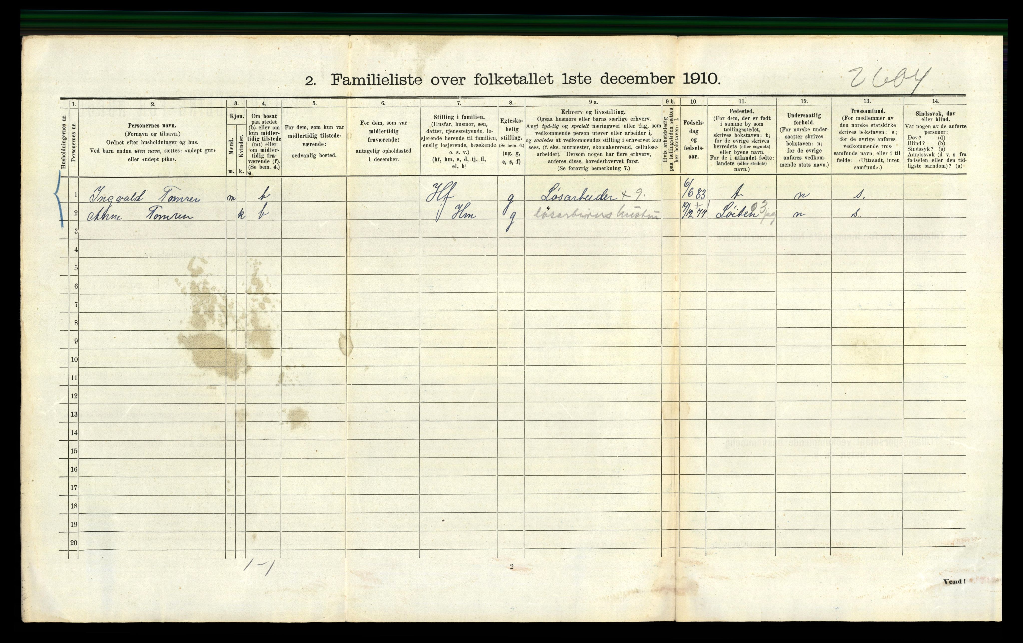 RA, 1910 census for Bergen, 1910, p. 42836