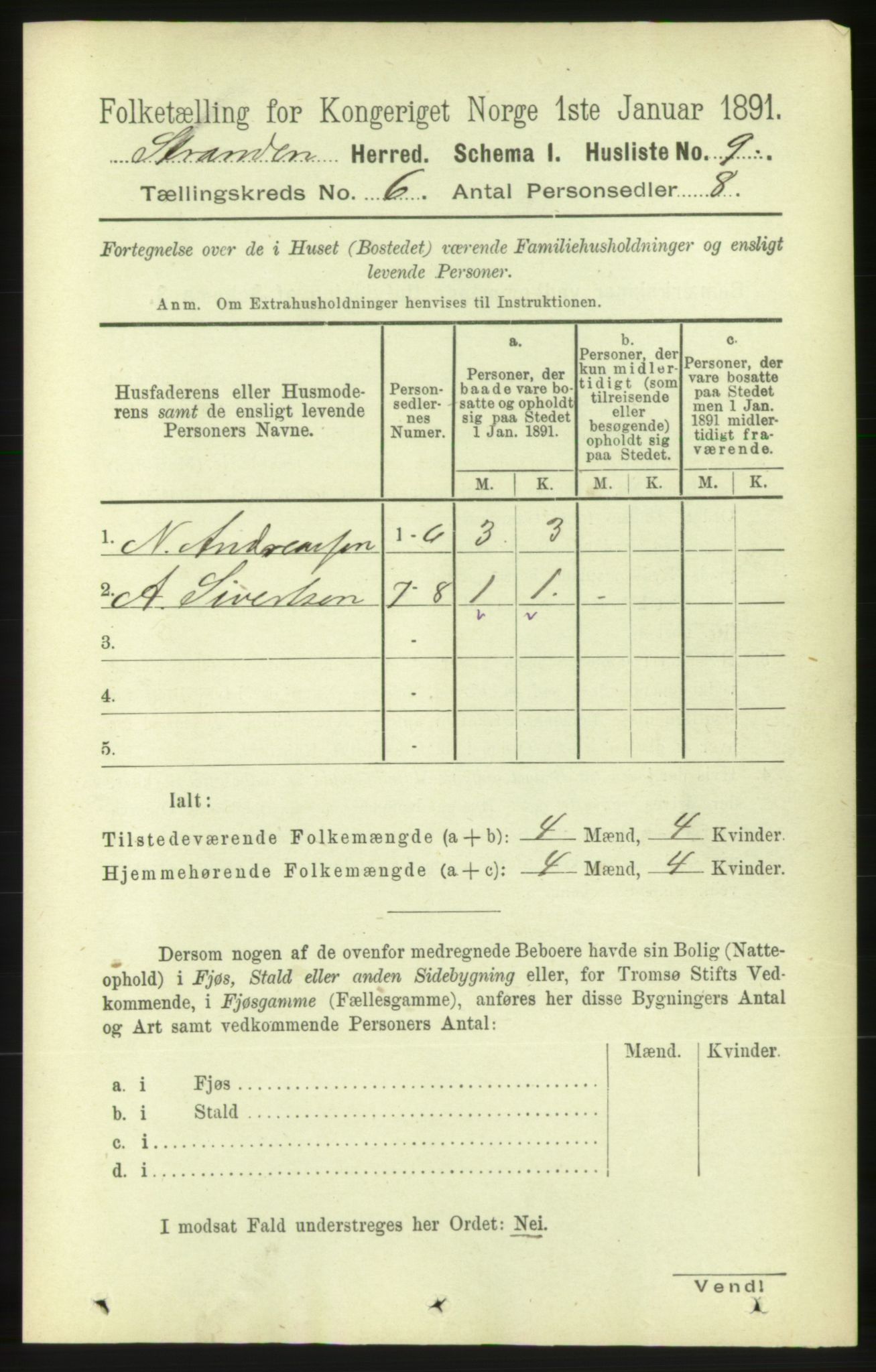 RA, 1891 census for 1525 Stranda, 1891, p. 1150