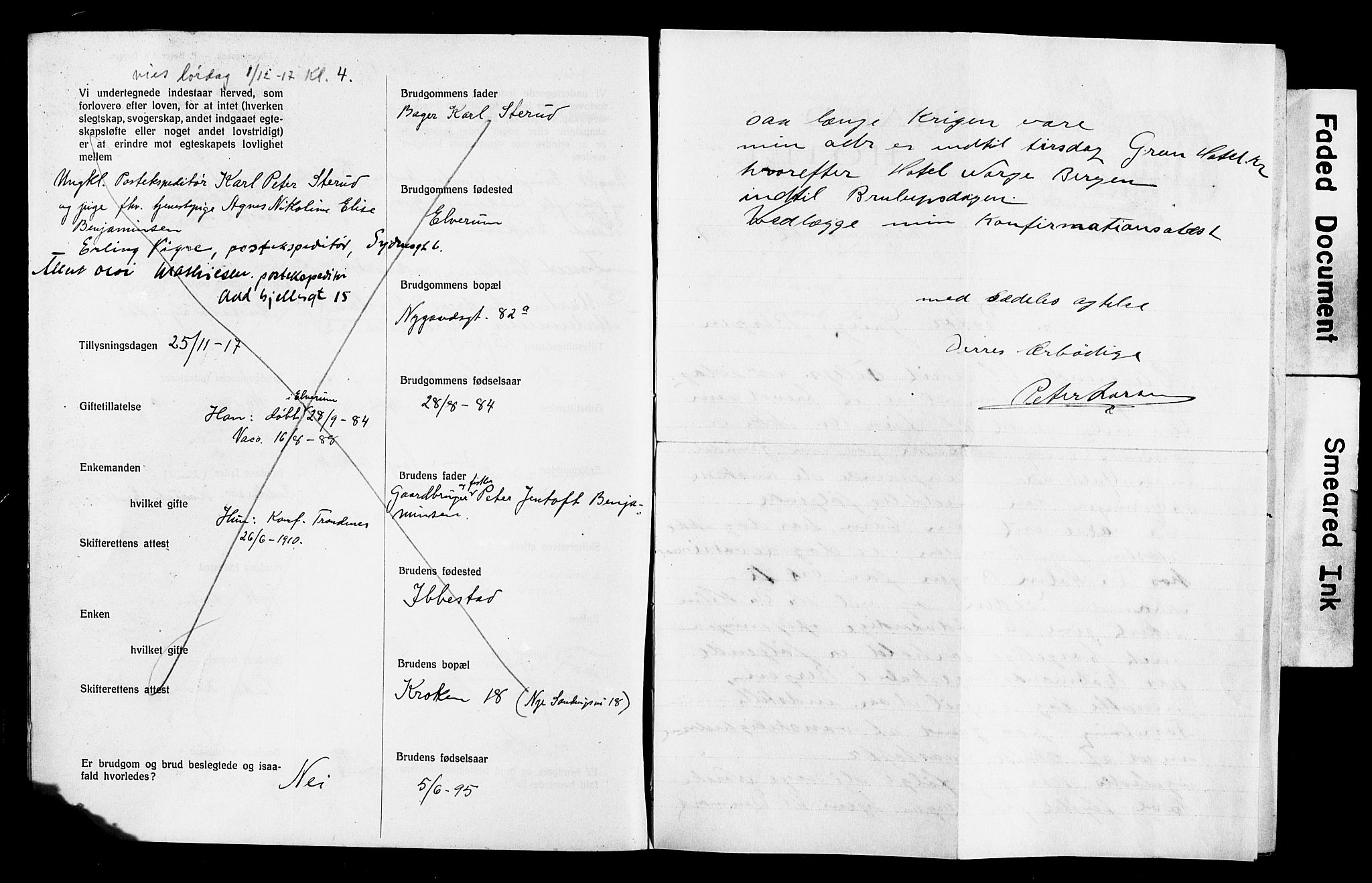Mariakirken Sokneprestembete, SAB/A-76901: Best man's statements no. II.5.4, 1917-1918, p. 4