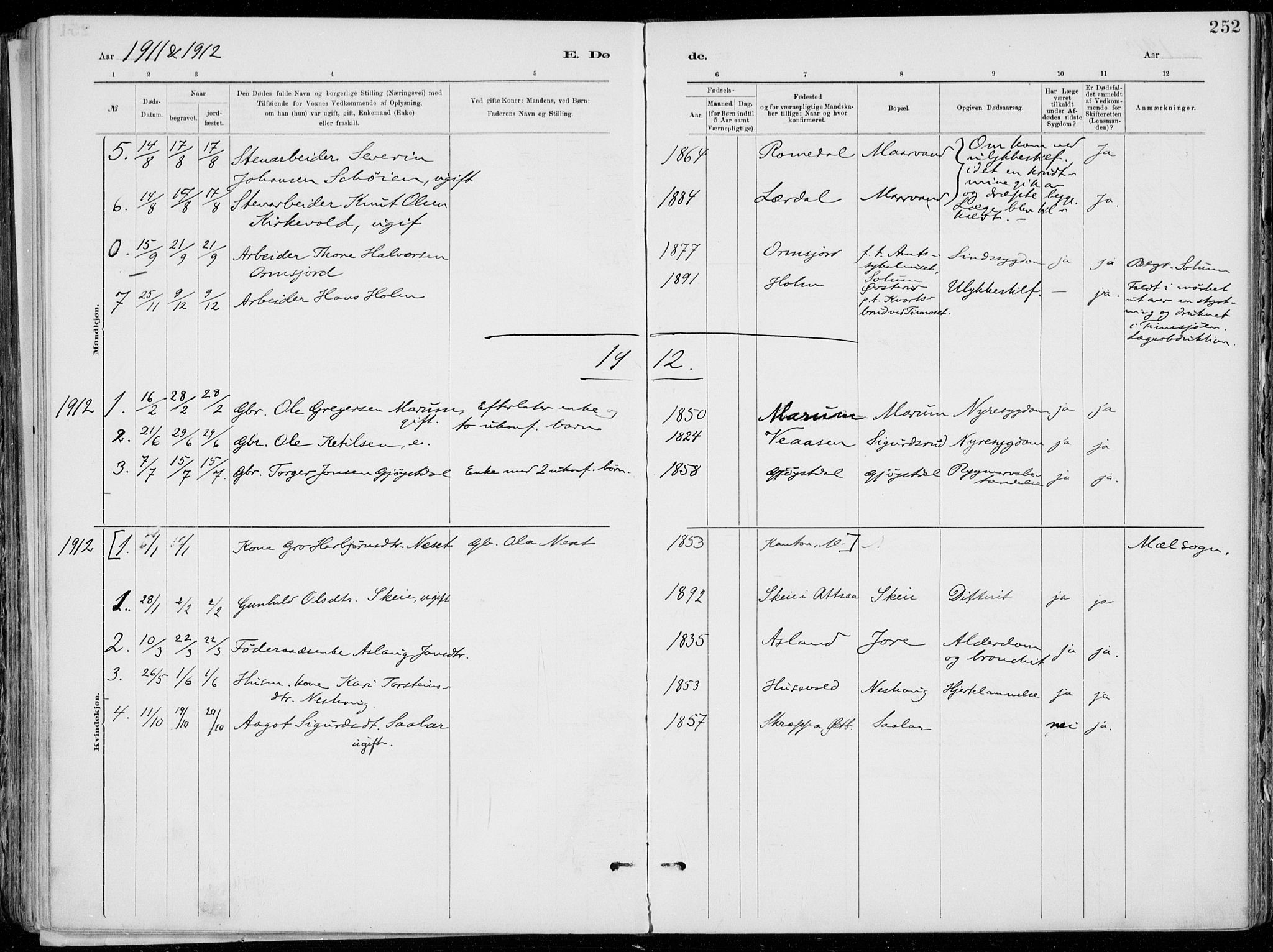 Tinn kirkebøker, SAKO/A-308/F/Fa/L0007: Parish register (official) no. I 7, 1878-1922, p. 252