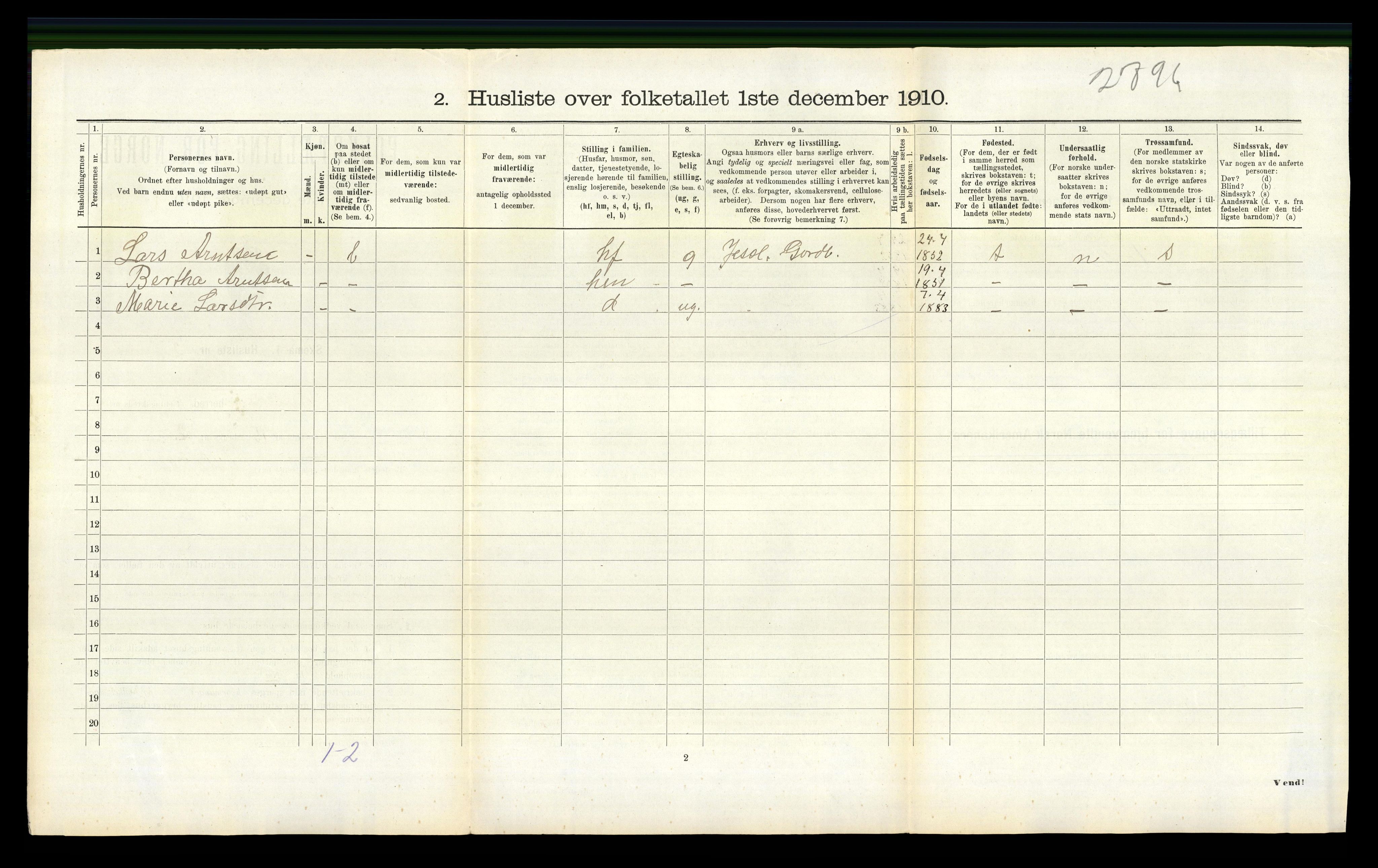 RA, 1910 census for Sveio, 1910, p. 427