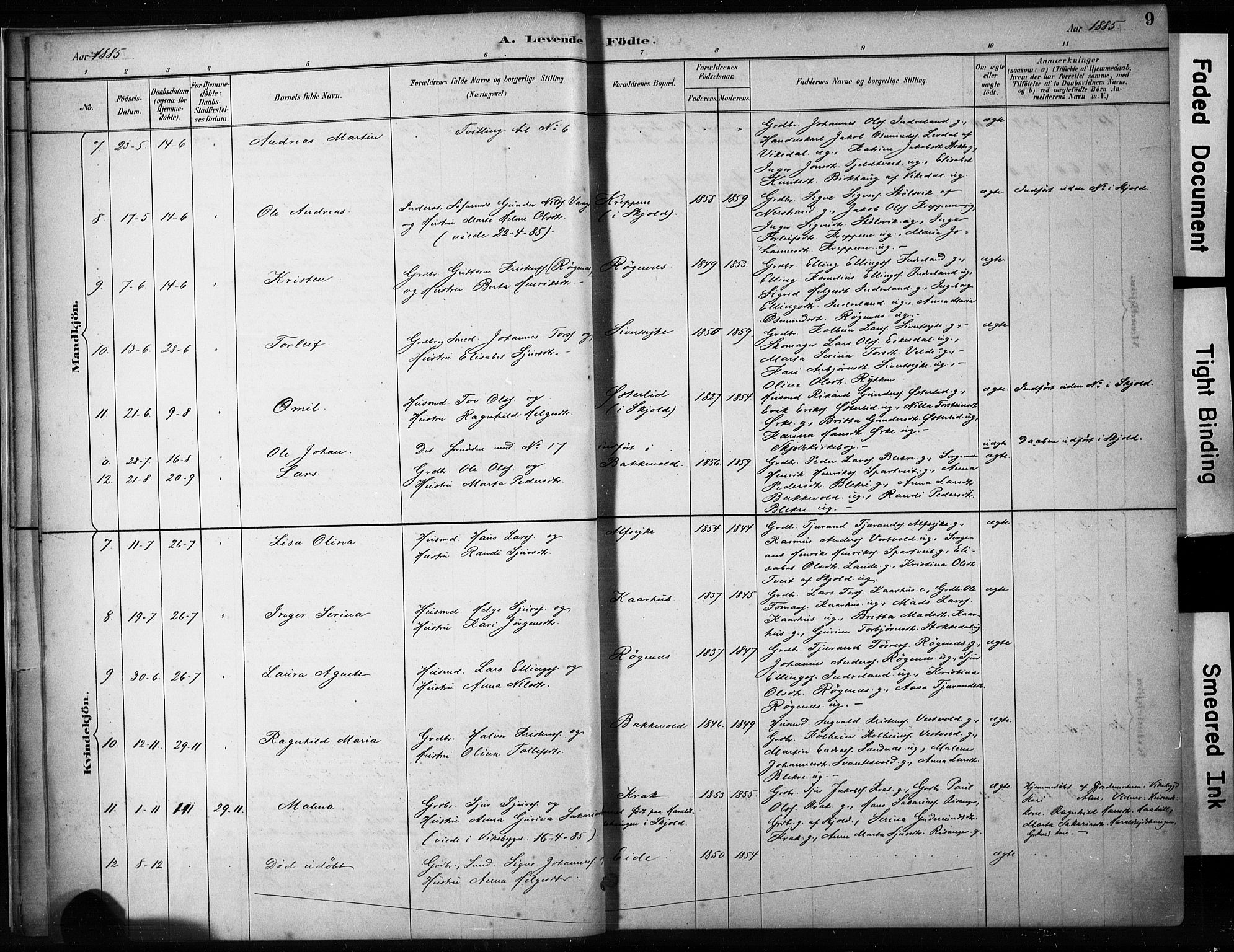 Skjold sokneprestkontor, AV/SAST-A-101847/H/Ha/Haa/L0009: Parish register (official) no. A 9, 1882-1898, p. 9