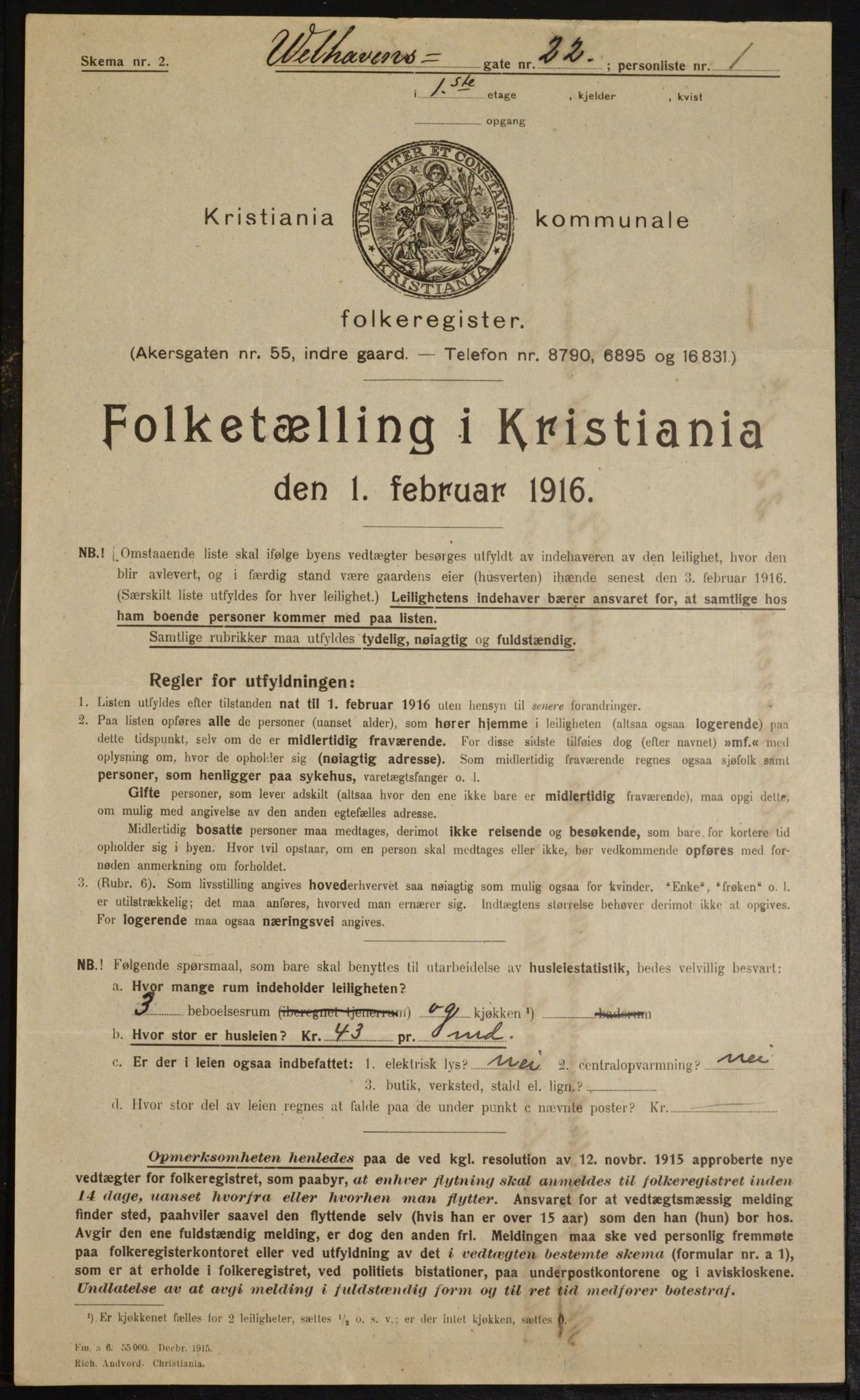 OBA, Municipal Census 1916 for Kristiania, 1916, p. 131416