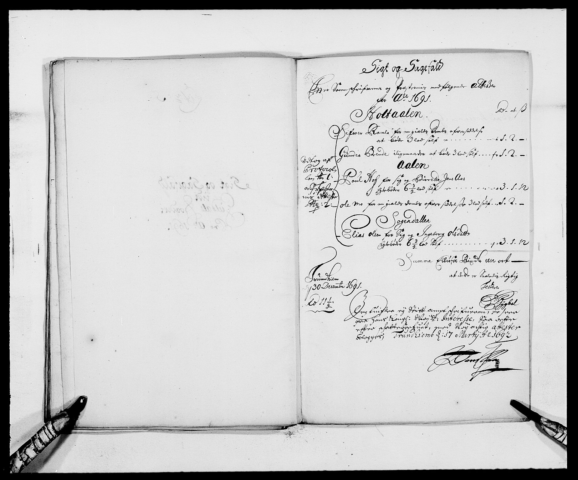 Rentekammeret inntil 1814, Reviderte regnskaper, Fogderegnskap, RA/EA-4092/R59/L3941: Fogderegnskap Gauldal, 1691, p. 156
