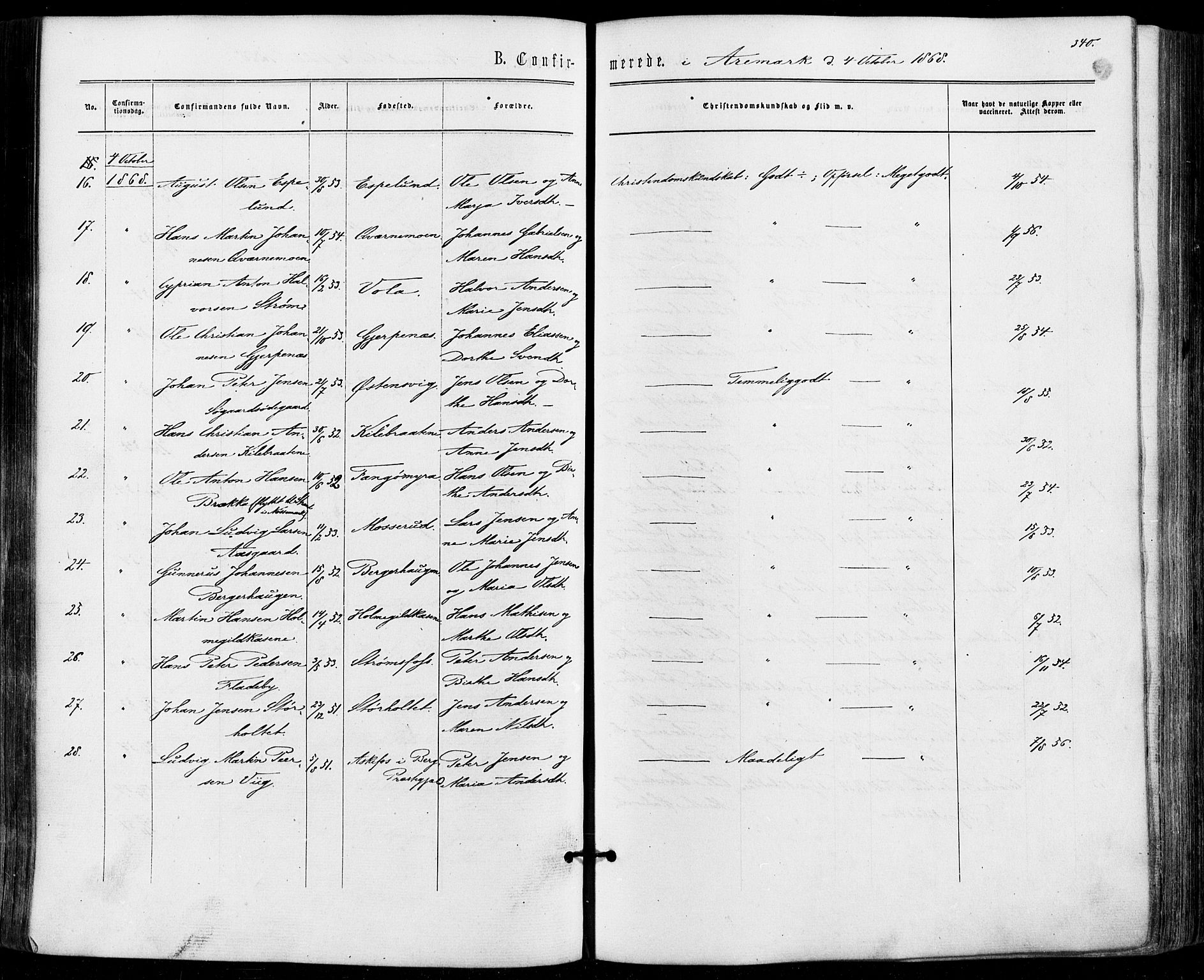Aremark prestekontor Kirkebøker, SAO/A-10899/F/Fc/L0004: Parish register (official) no. III 4, 1866-1877, p. 339-340
