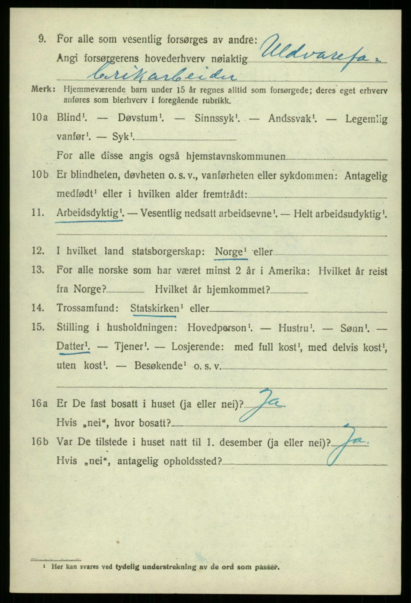 SAB, 1920 census for Samnanger, 1920, p. 3416