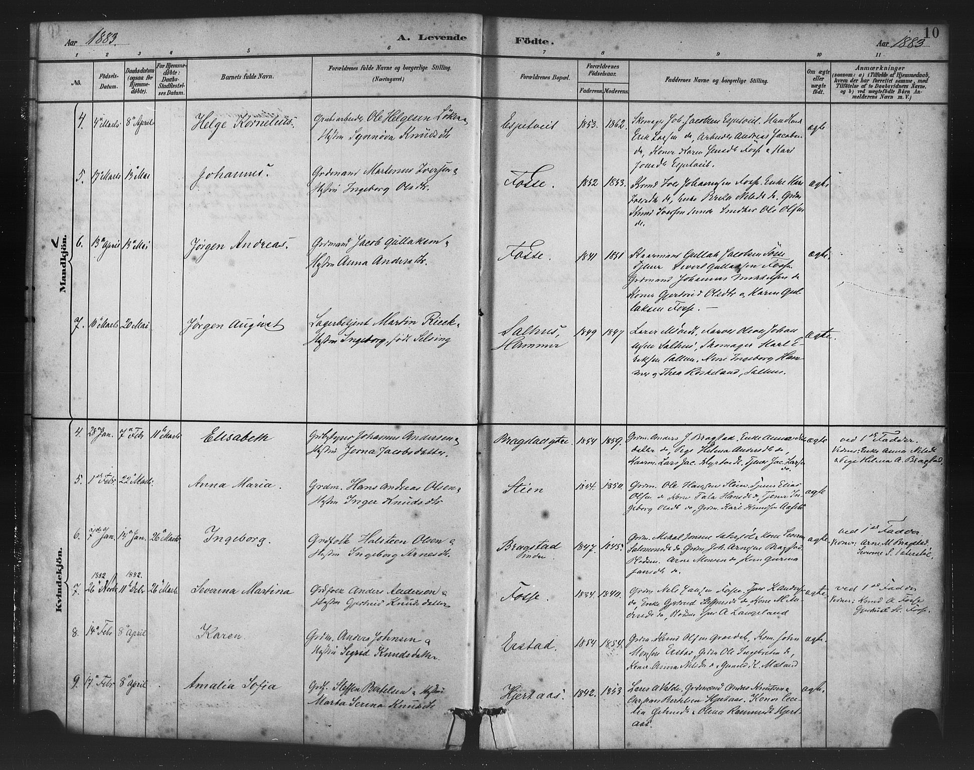 Alversund Sokneprestembete, AV/SAB-A-73901/H/Ha/Haa/Haac/L0001: Parish register (official) no. C 1, 1882-1900, p. 10