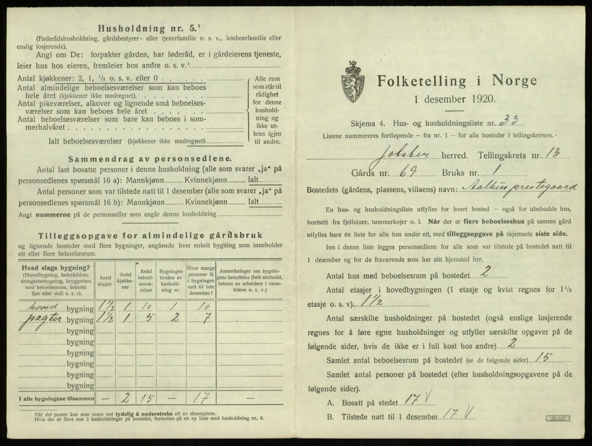 SAB, 1920 census for Jølster, 1920, p. 913