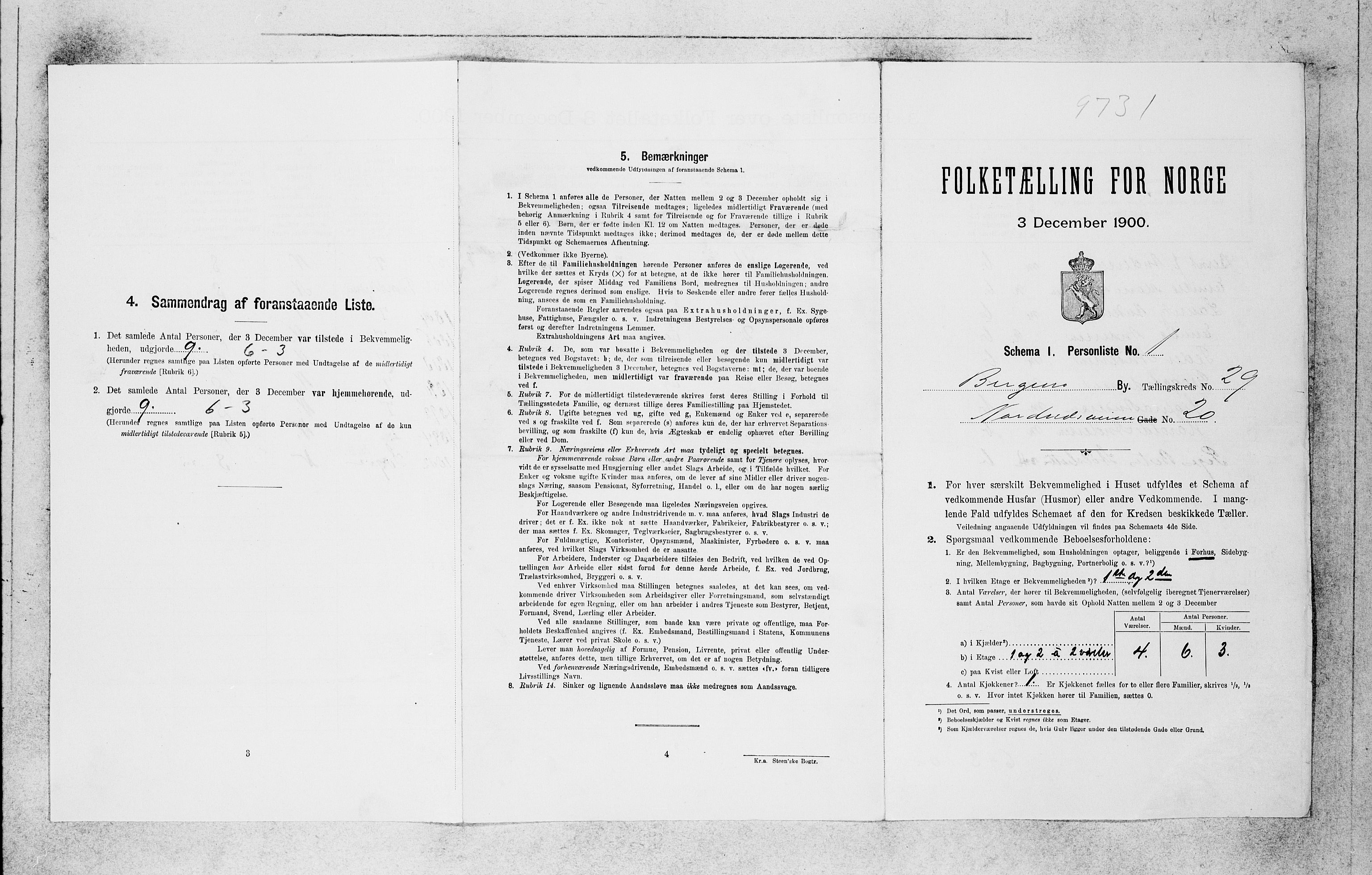 SAB, 1900 census for Bergen, 1900, p. 6164