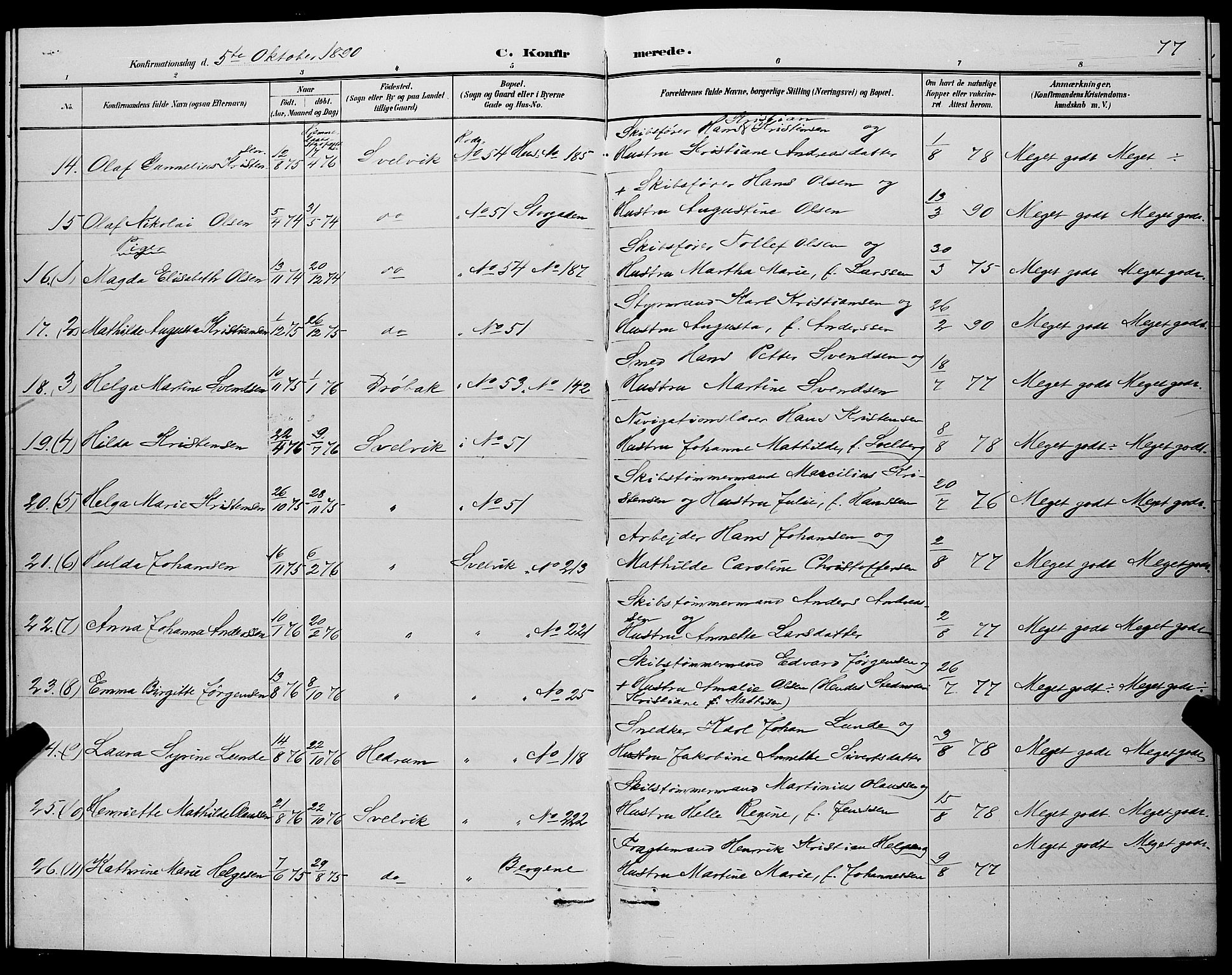 Strømm kirkebøker, SAKO/A-322/G/Gb/L0001: Parish register (copy) no. II 1, 1889-1896, p. 77