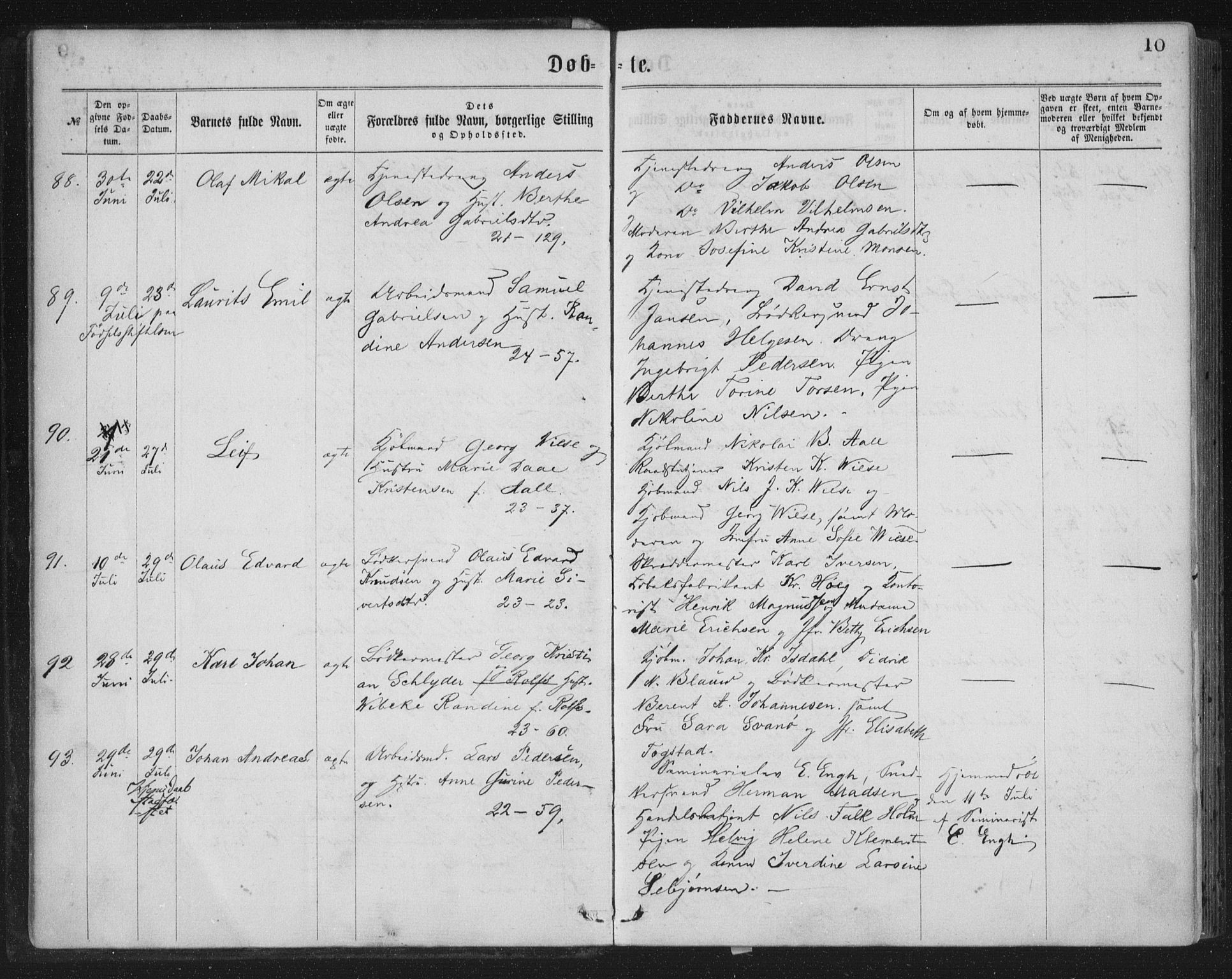 Korskirken sokneprestembete, SAB/A-76101/H/Haa/L0019: Parish register (official) no. B 5, 1866-1871, p. 10
