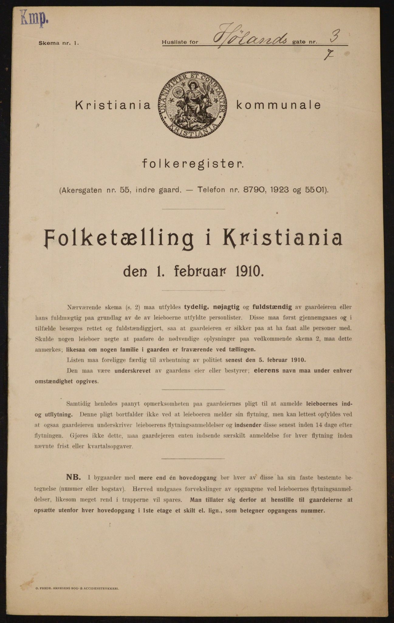 OBA, Municipal Census 1910 for Kristiania, 1910, p. 41444