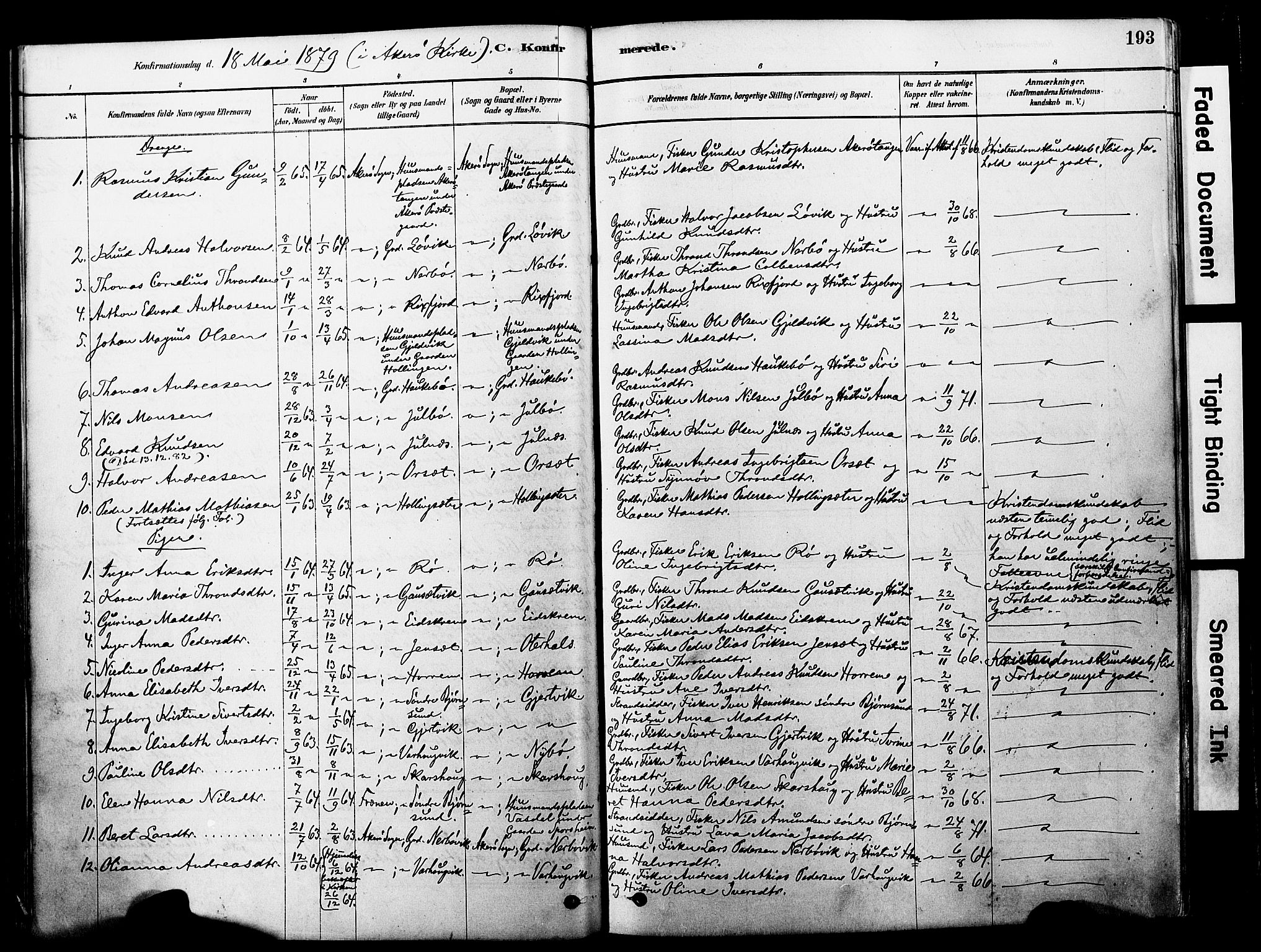 Ministerialprotokoller, klokkerbøker og fødselsregistre - Møre og Romsdal, AV/SAT-A-1454/560/L0721: Parish register (official) no. 560A05, 1878-1917, p. 193