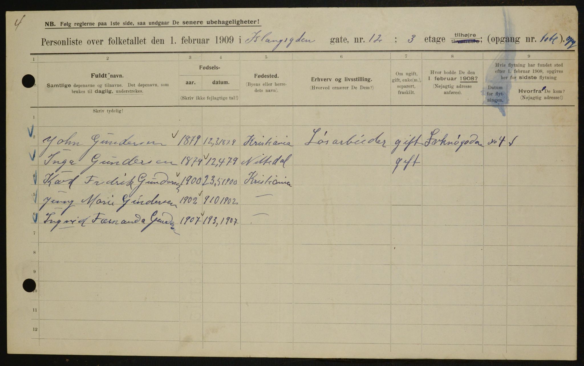 OBA, Municipal Census 1909 for Kristiania, 1909, p. 40830