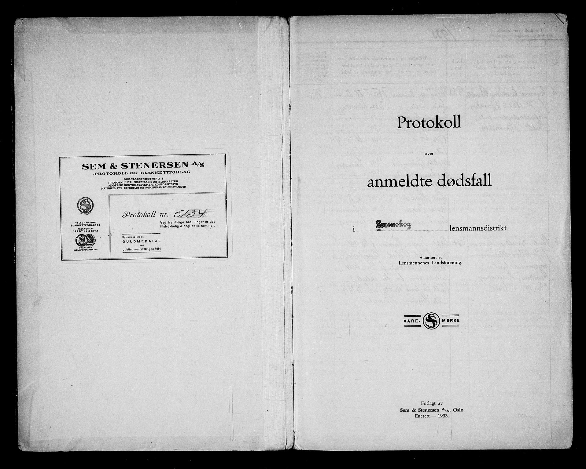 Lørenskog lensmannskontor, SAO/A-10551/H/Ha/L0002: Dødsfallsprotokoll, 1933-1947
